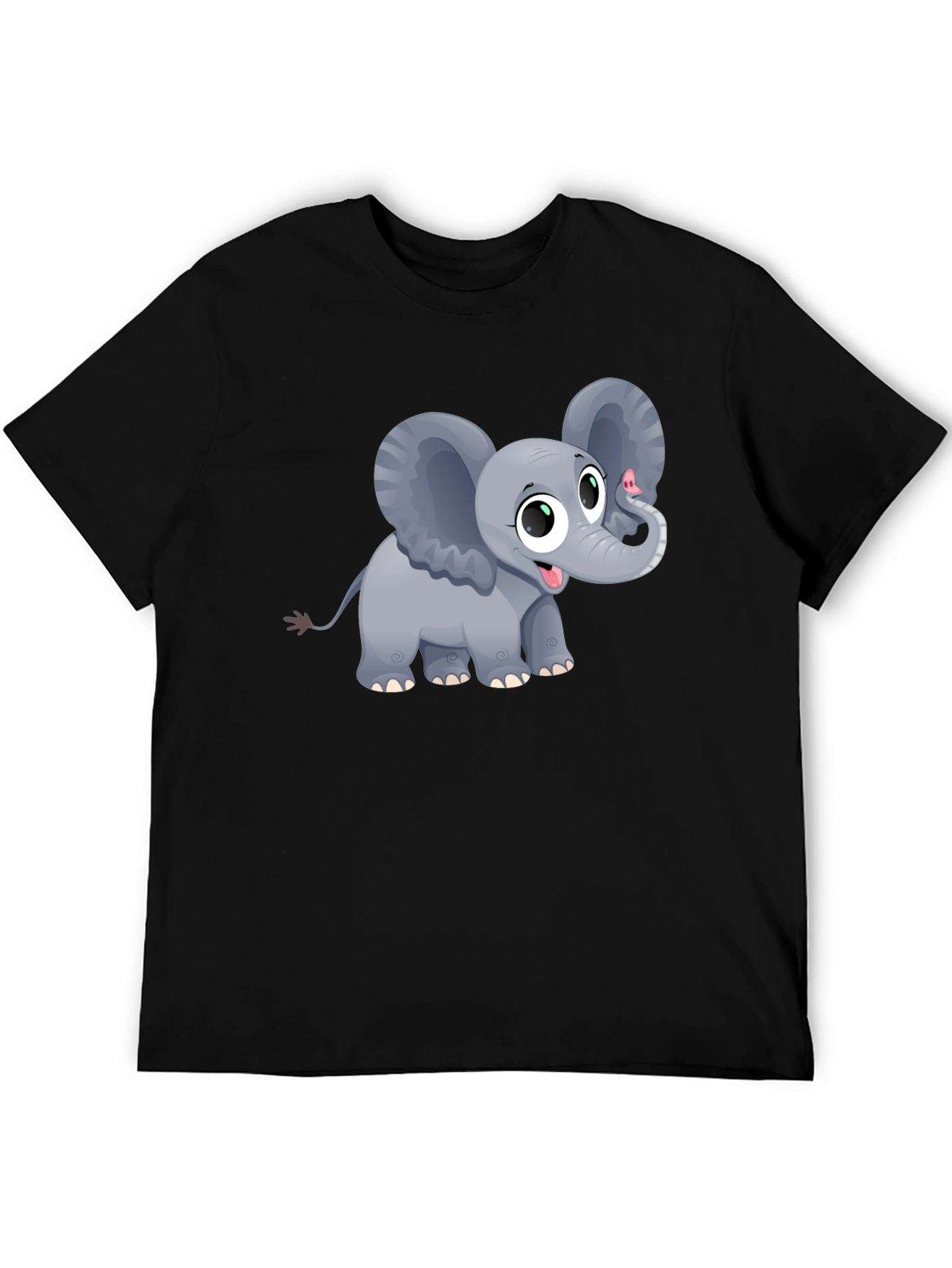 Black Cute Elephant Graphic Tee - Unisex Black T-Shirt view 5