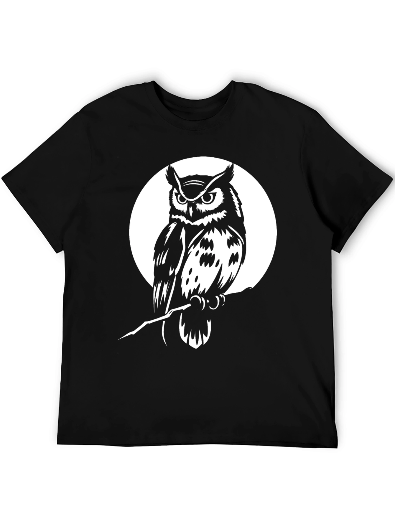 Black Owl Graphic Tee - Black Cotton Blend T-Shirt view 5