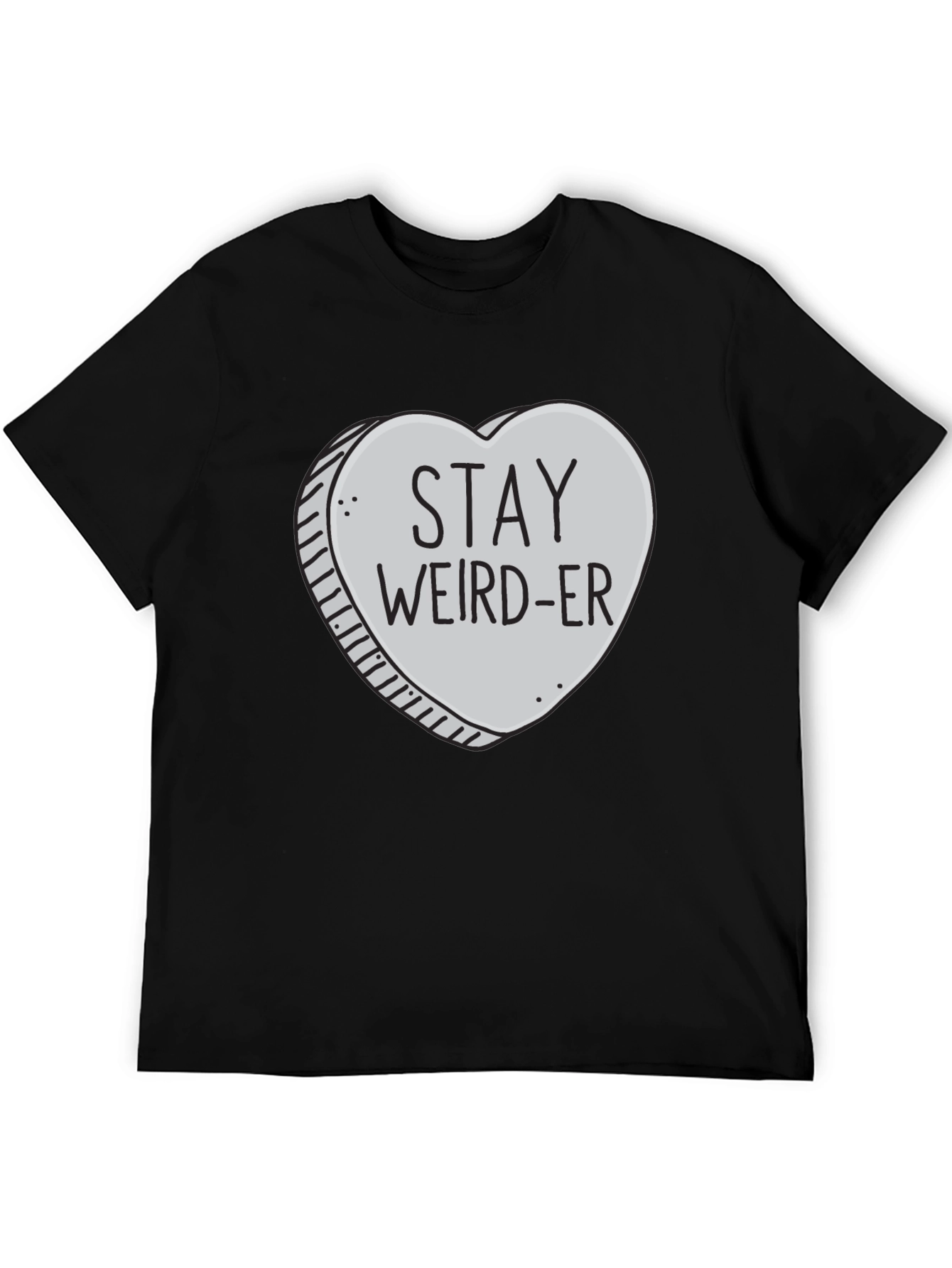 Black Stay Weird-er Heart Graphic Black T-Shirt view 5