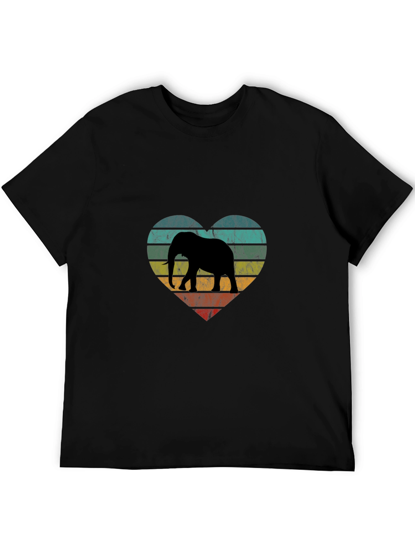 Black Elephant Heart Graphic Tee - Vintage Style view 5