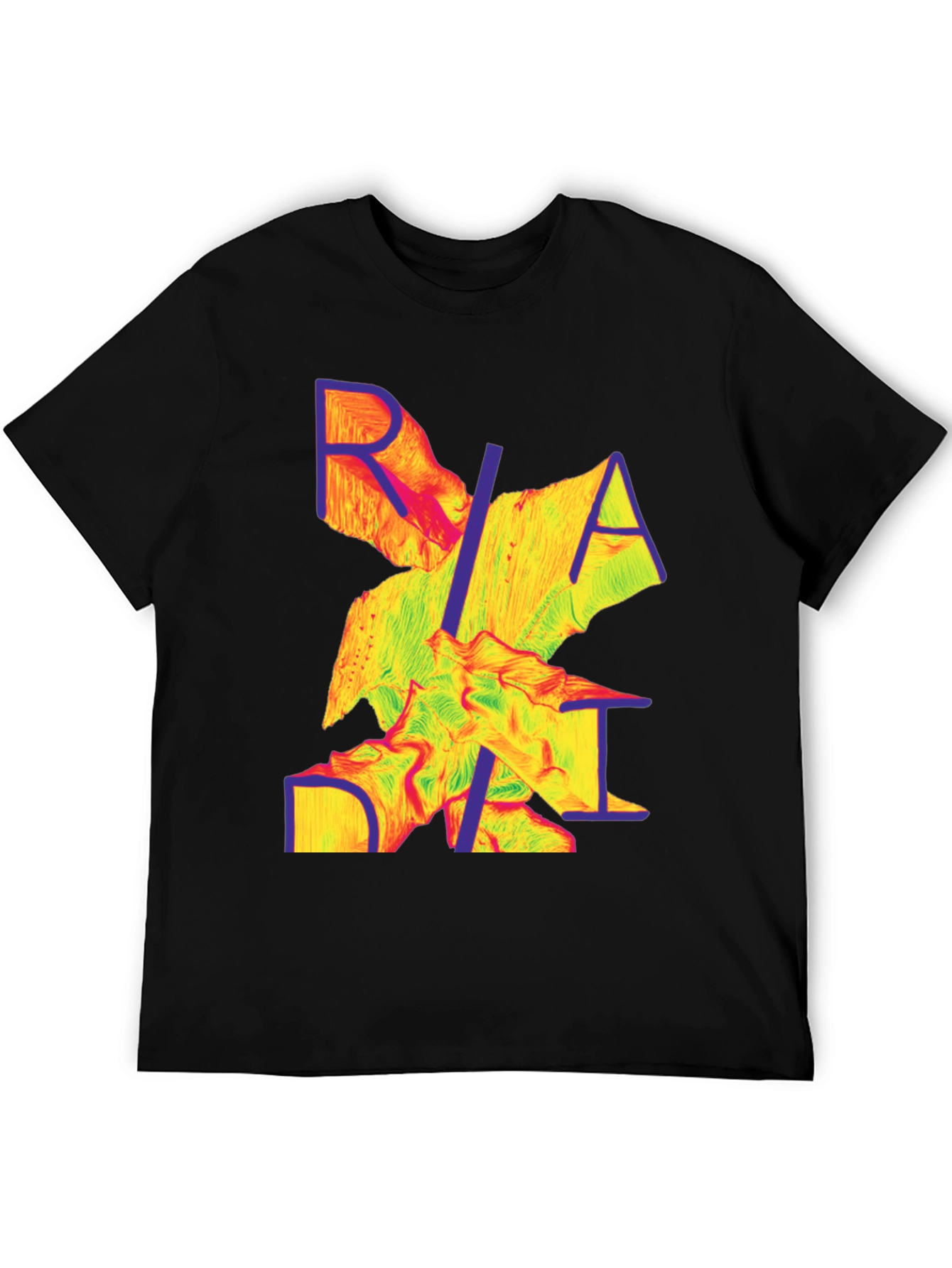 Black Abstract Graphic Tee - Modern Print Black T-Shirt view 5