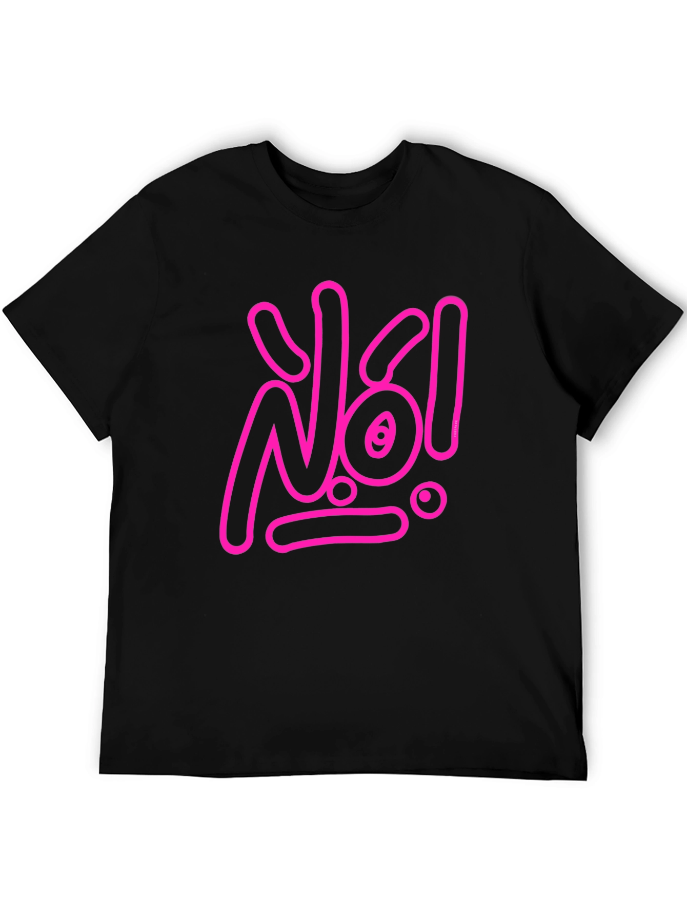 Black Statement Tee: Pink 'No!' Graphic on Black view 5