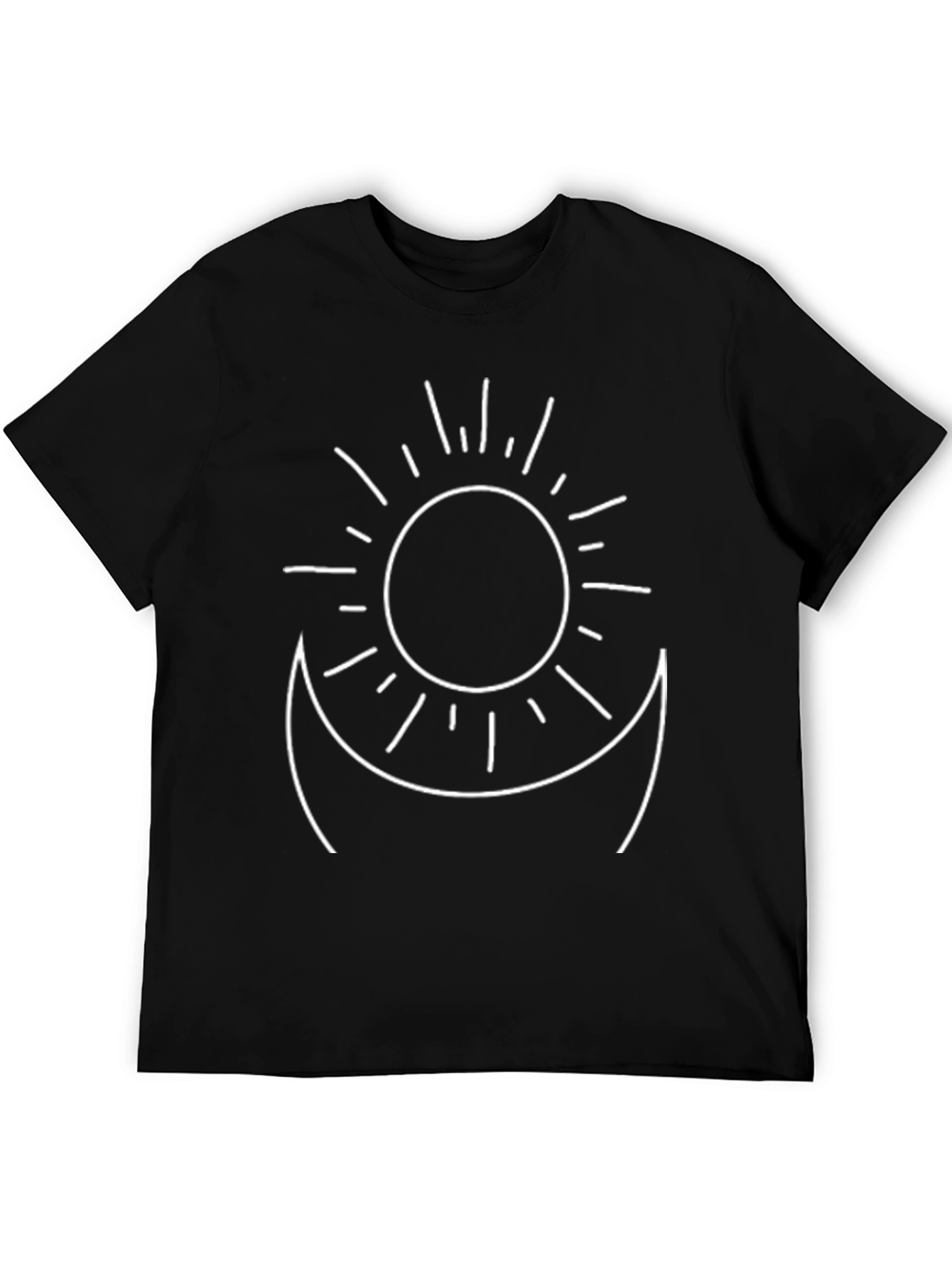 Black Sun and Moon Graphic Tee - Black Casual T-Shirt view 5