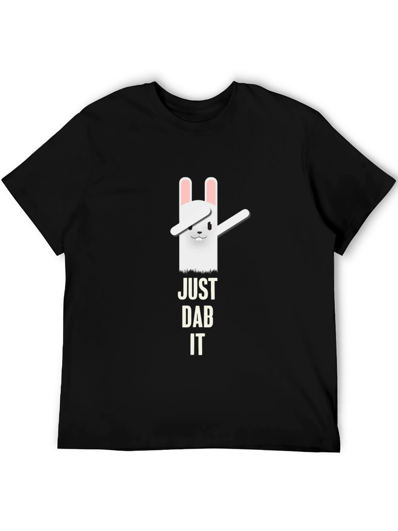 Black Just Dab It Funny Rabbit Black T-Shirt view 5