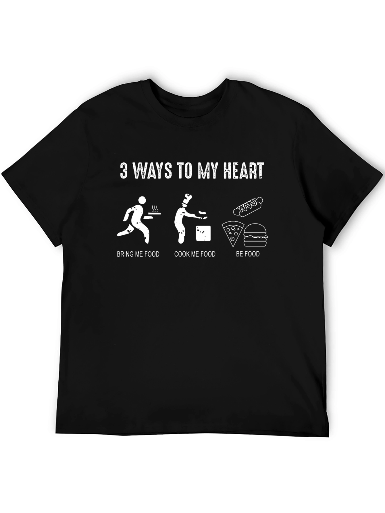 Black 3 Ways To My Heart Graphic Tee - Food Lover T-Shirt view 5