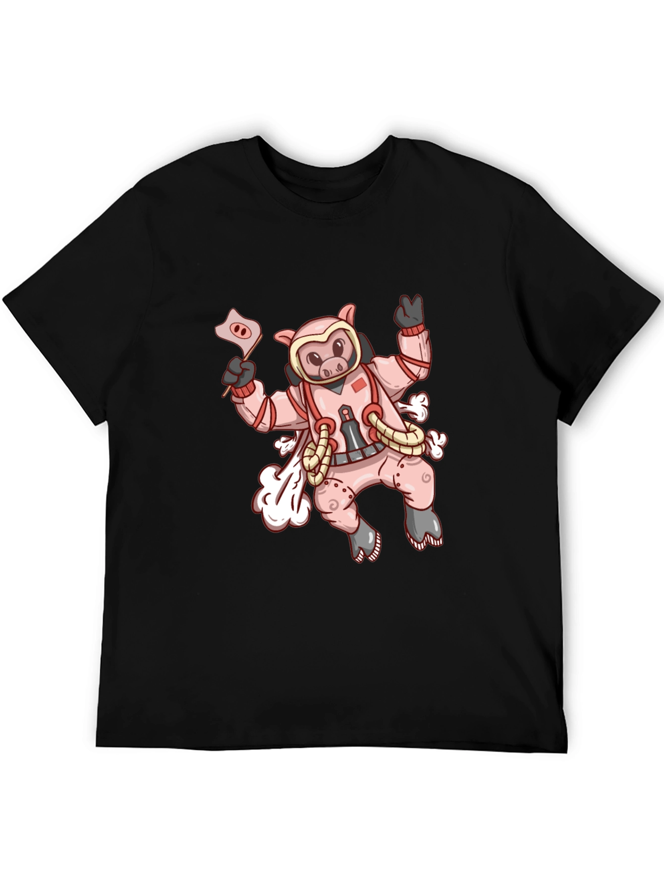 Black Cosmic Pig T-Shirt - Black Cotton Blend view 5