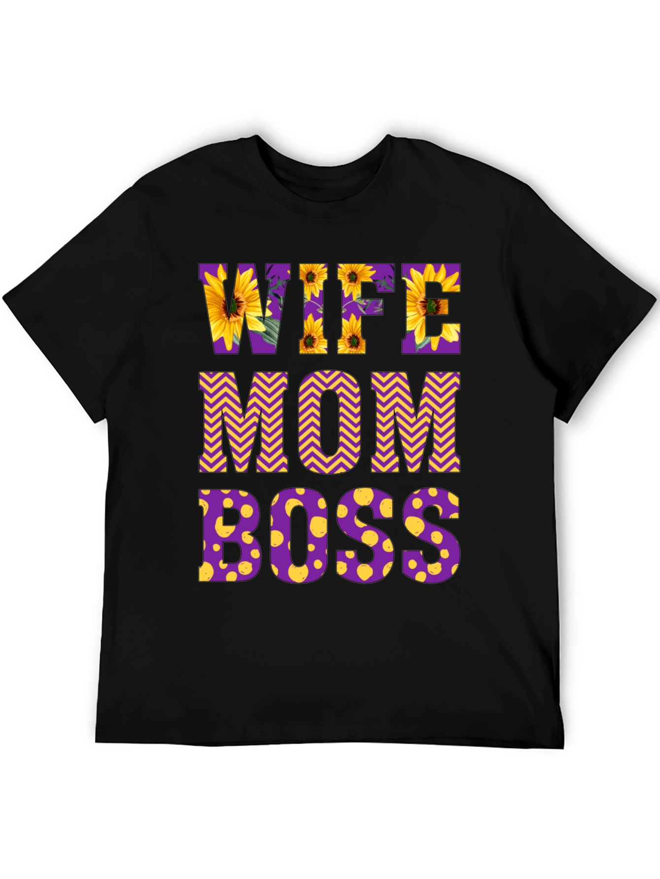 Black Wife Mom Boss Floral Graphic T-Shirt view 5