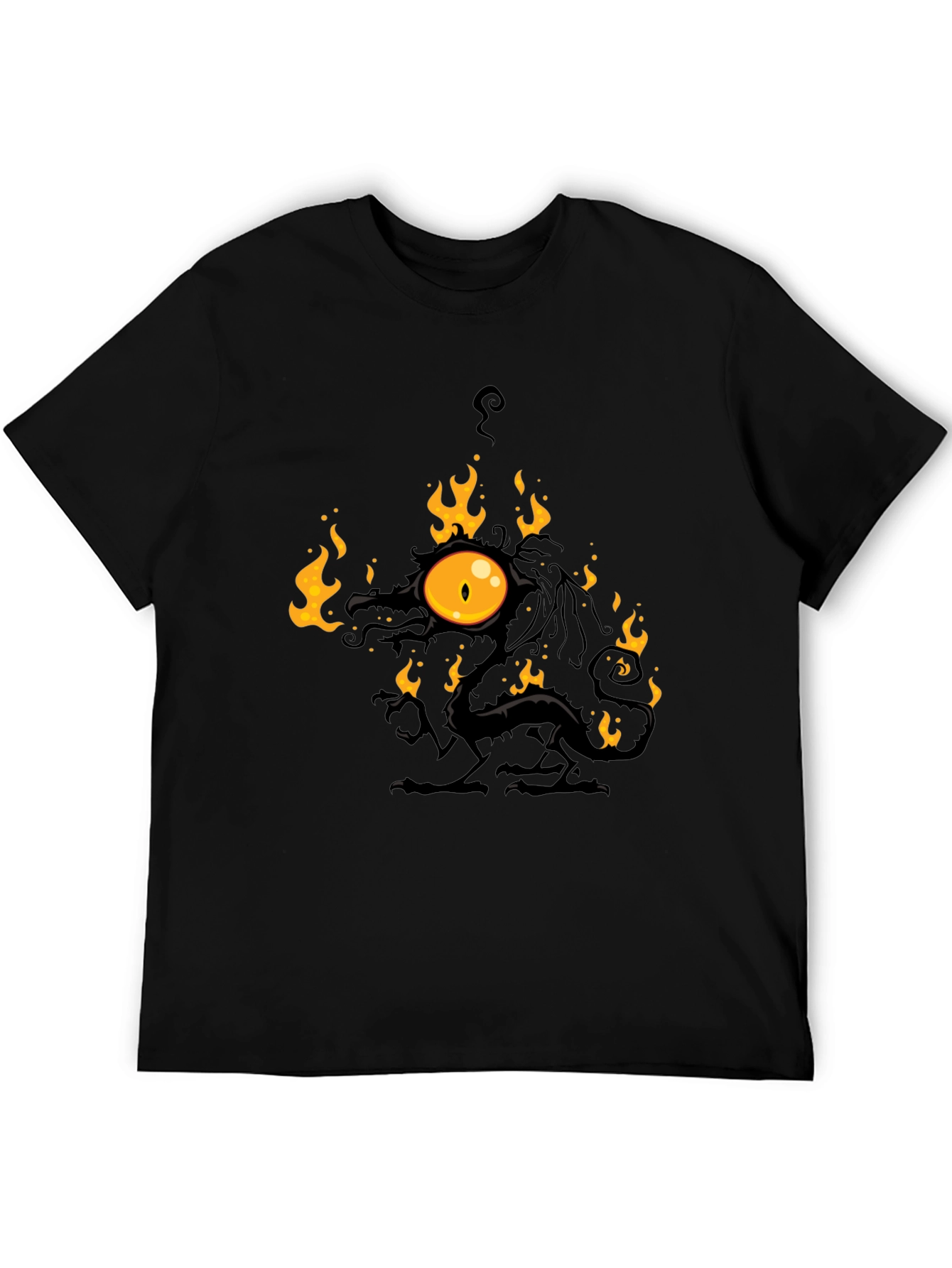 Black Fiery Eye Dragon Black T-Shirt view 5