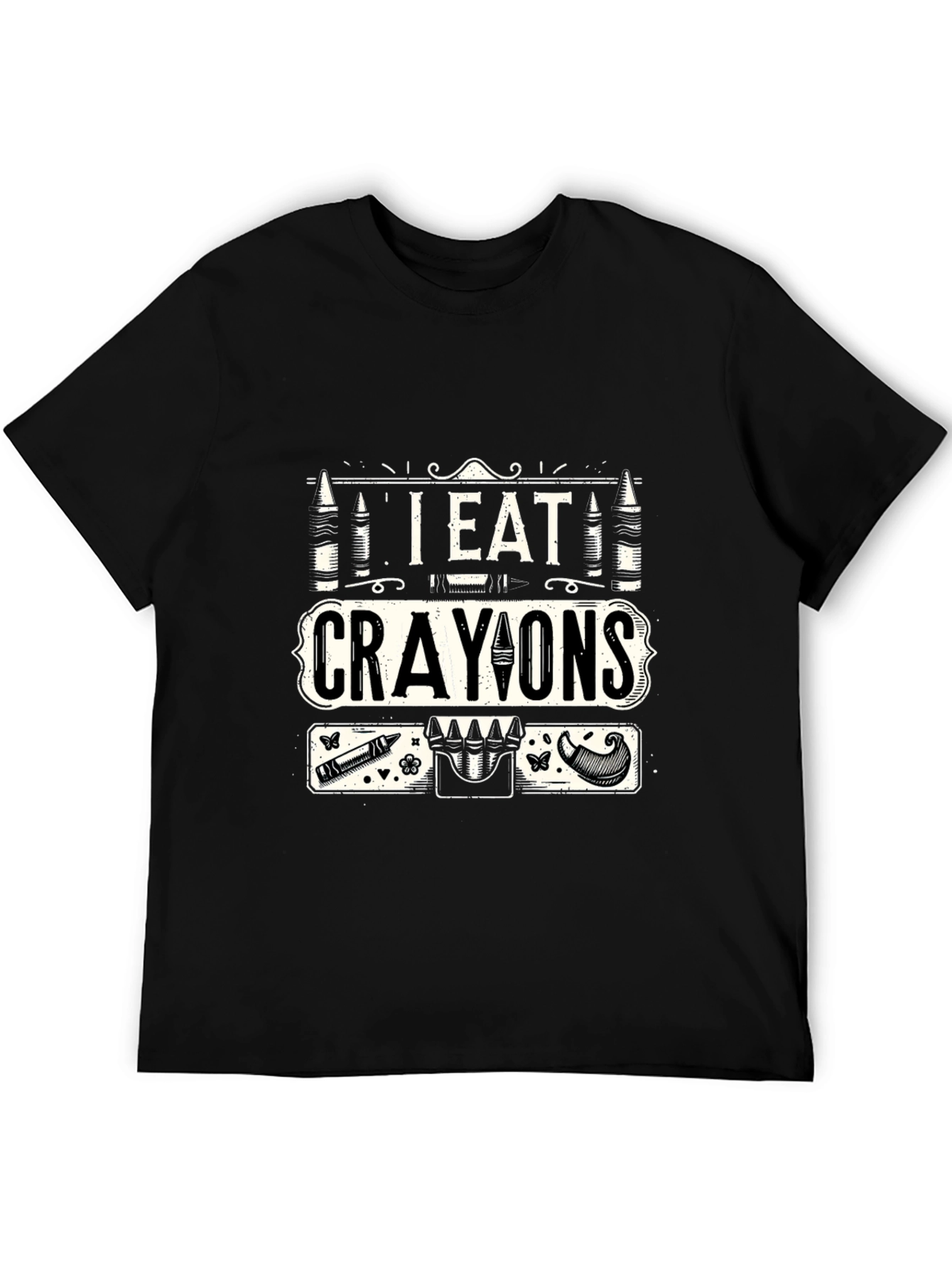 Black I Eat Crayons Graphic T-Shirt - Funny Novelty Tee view 5