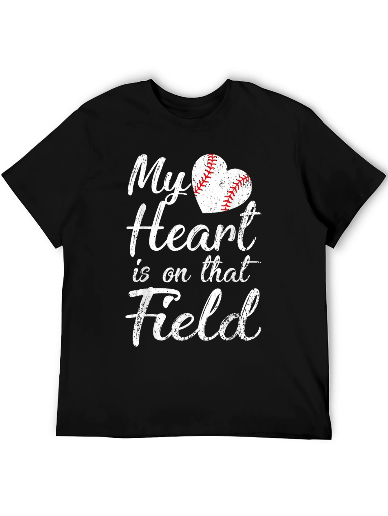 Black My Heart is on that Field Baseball T-Shirt view 5