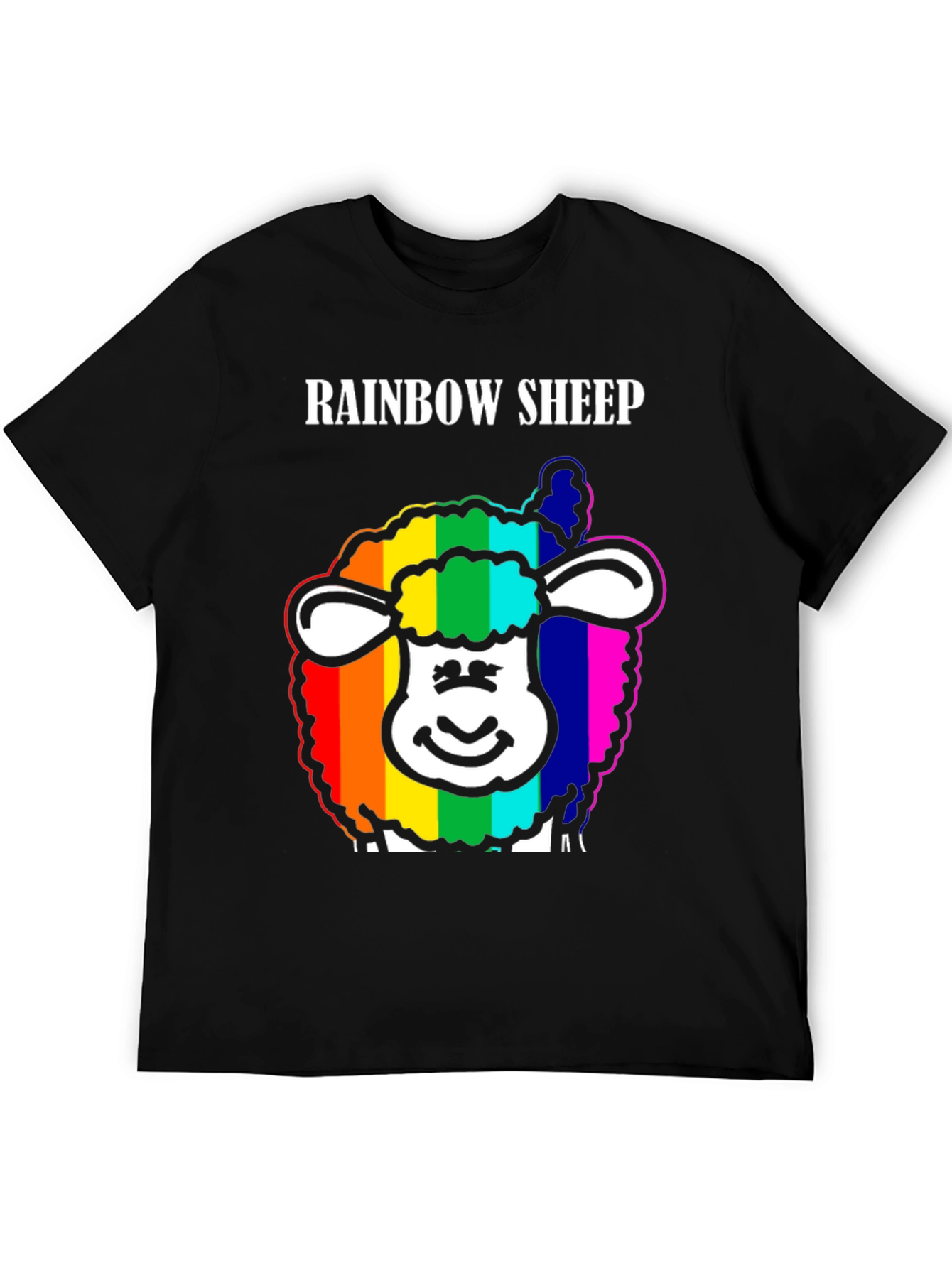 Black Rainbow Sheep Graphic Tee - Black Cotton Blend view 5