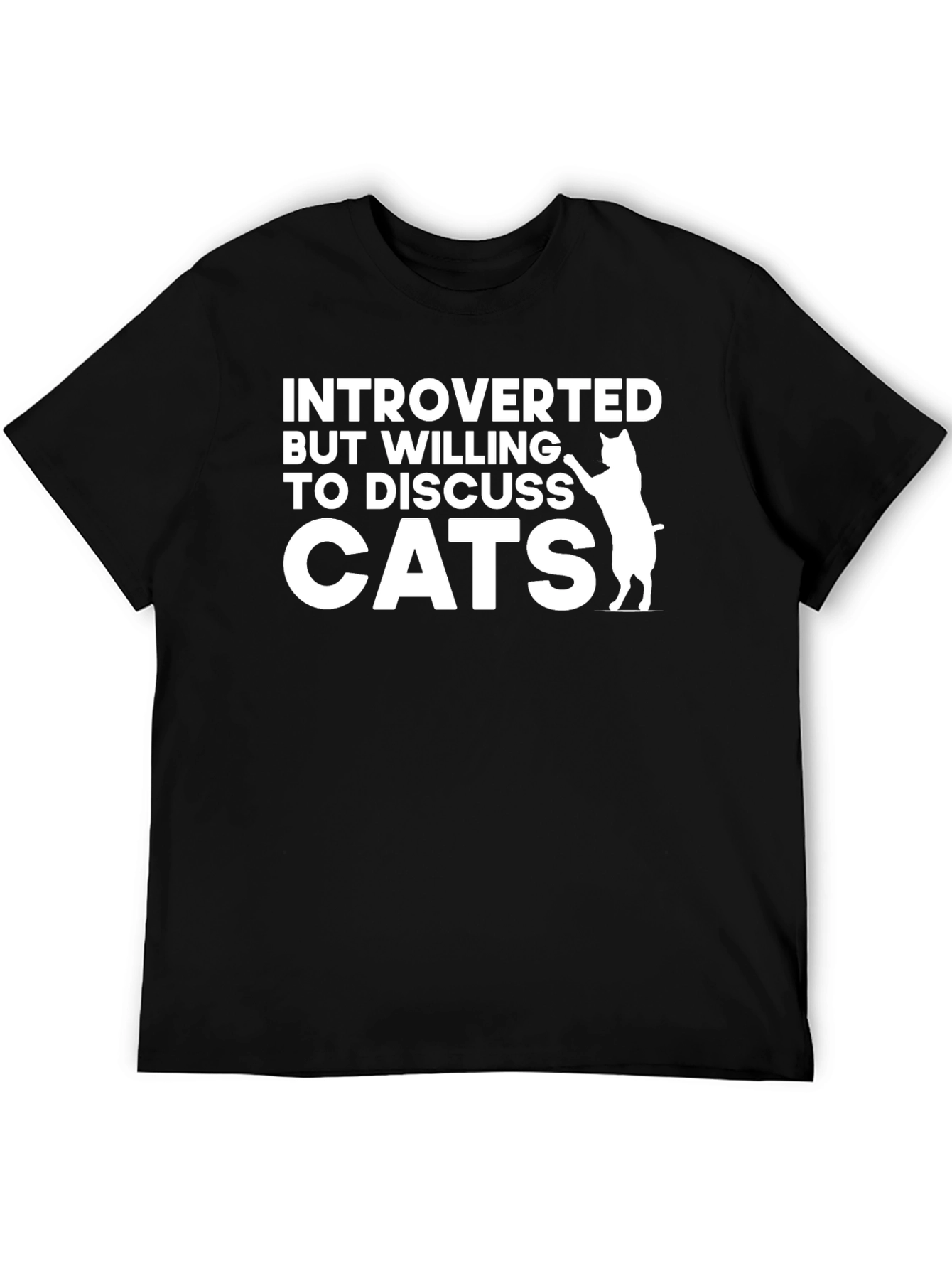 Black Introverted But Willing to Discuss Cats T-Shirt view 5