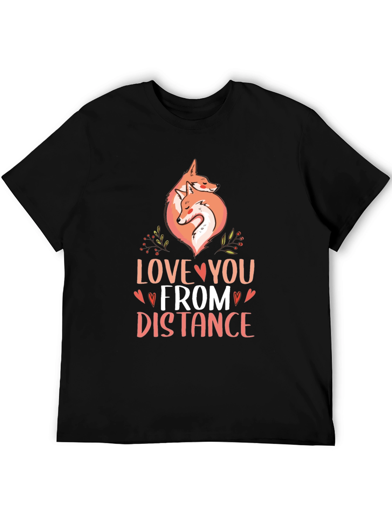 Black Love You From Distance Fox Graphic T-Shirt view 5