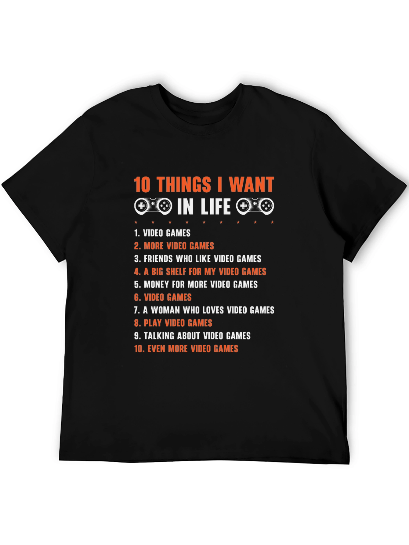 Black Gamer Life Wishlist T-Shirt - 10 Things I Want in Life view 5