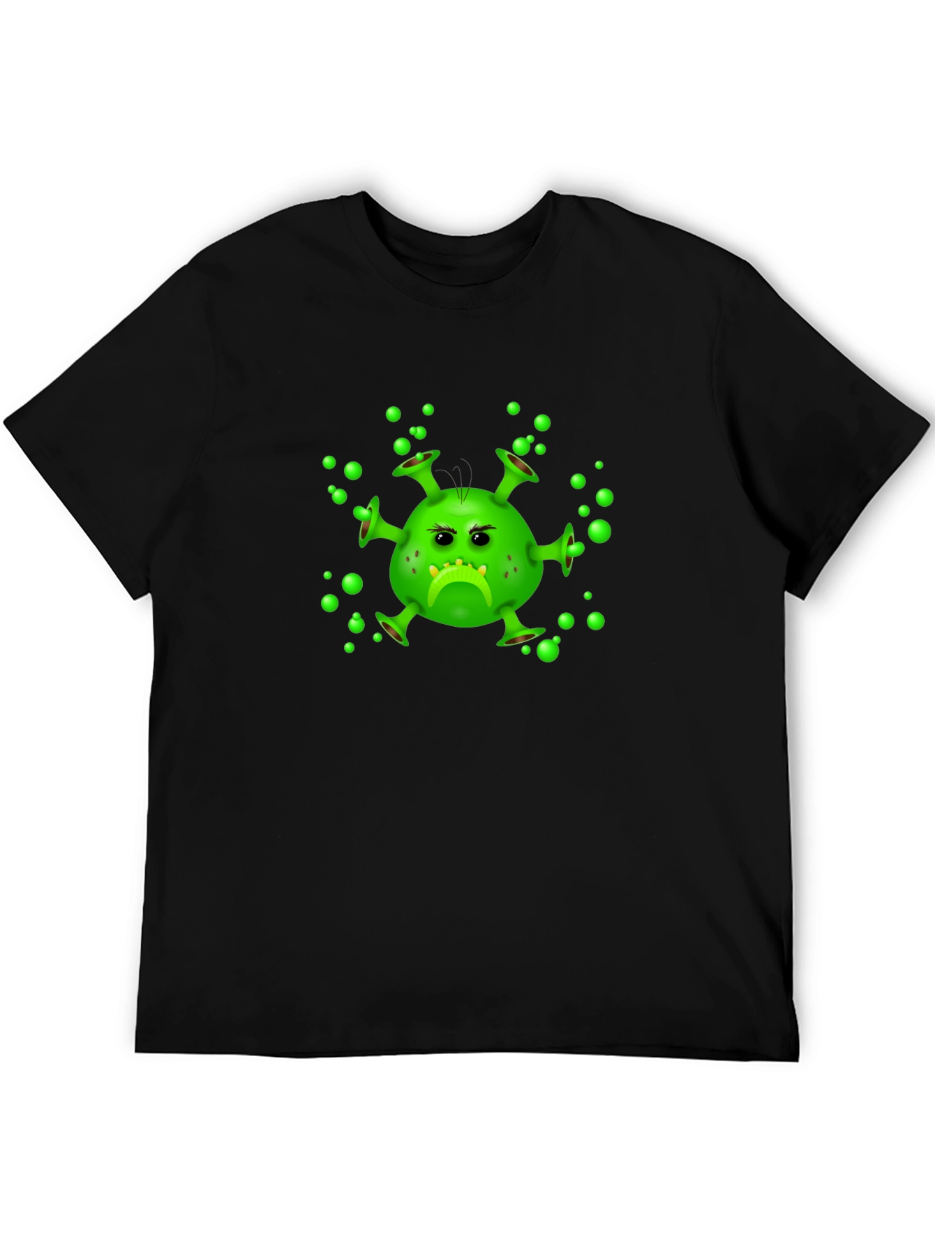 Black Funny Grumpy Virus Graphic Black T-Shirt view 5