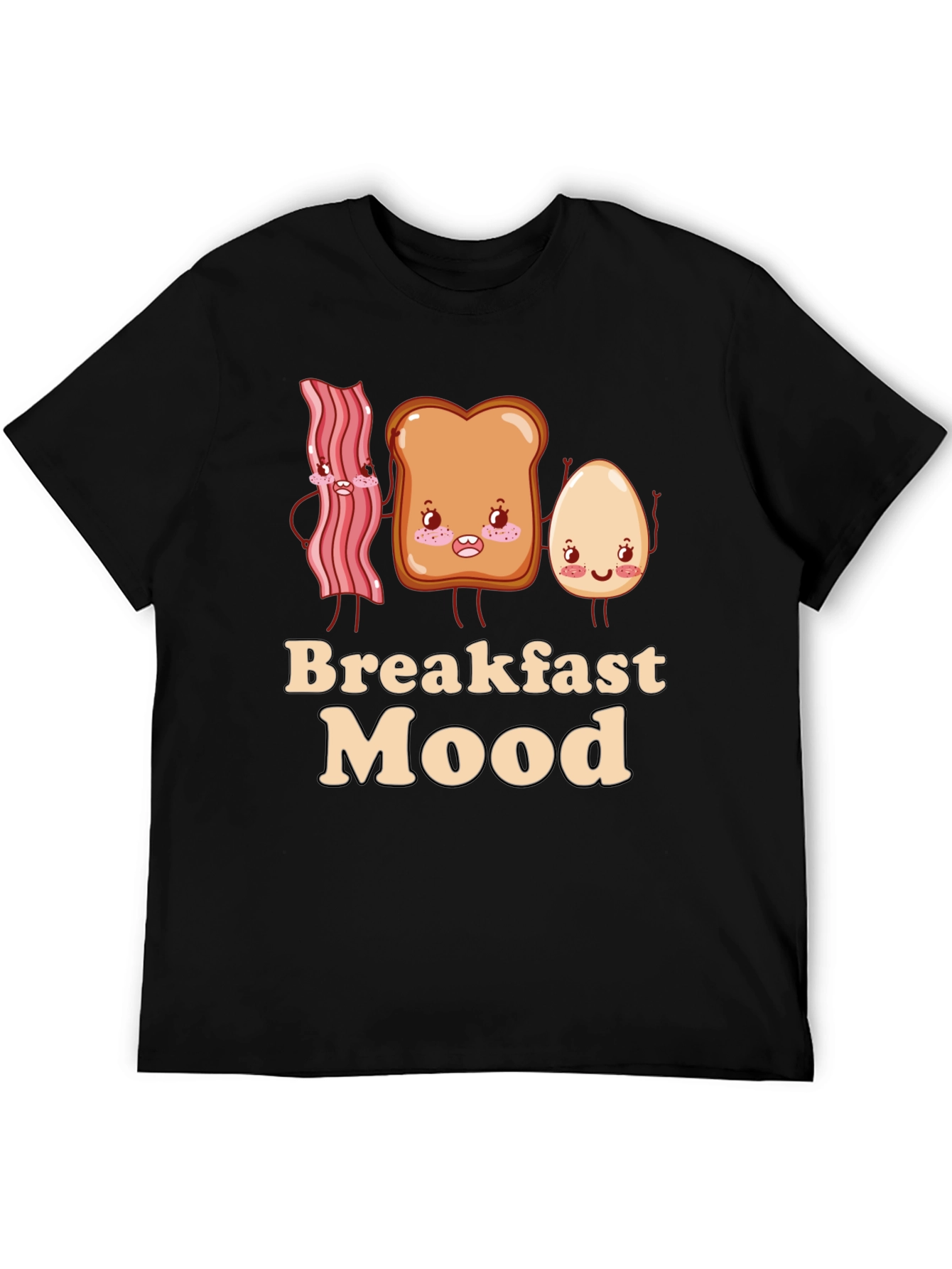 Black Breakfast Mood Cartoon Graphic T-Shirt view 5