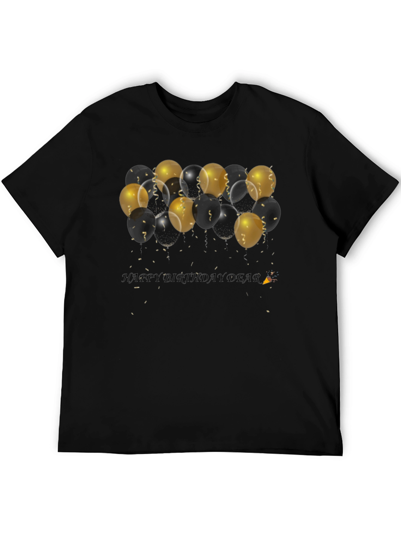 Black Birthday Balloons Black T-Shirt view 5