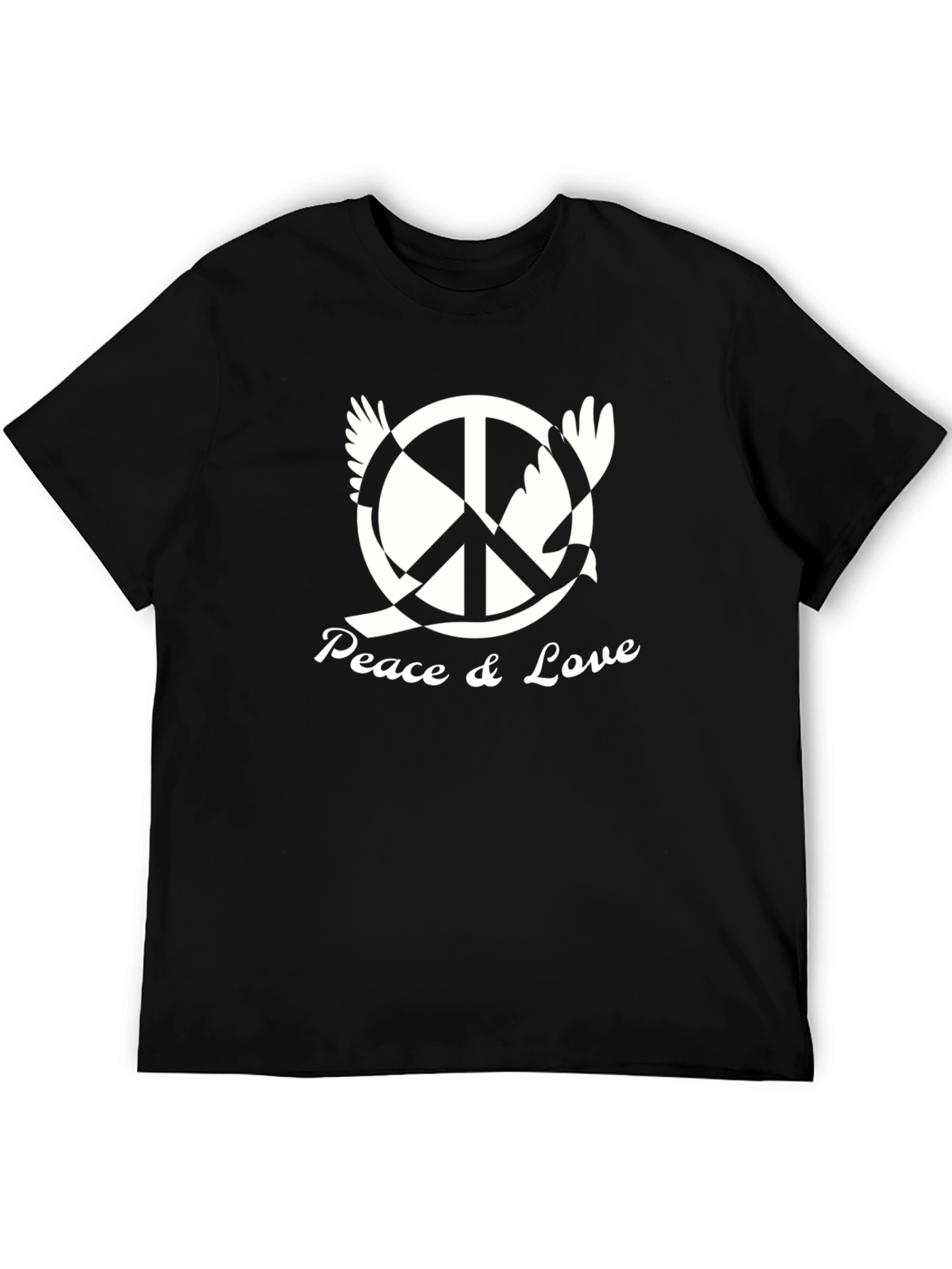 Black Peace & Love Graphic Tee - Black view 5