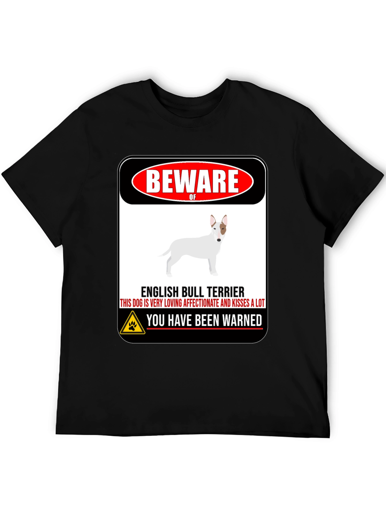 Black Beware of Dog T-Shirt - English Bull Terrier view 5