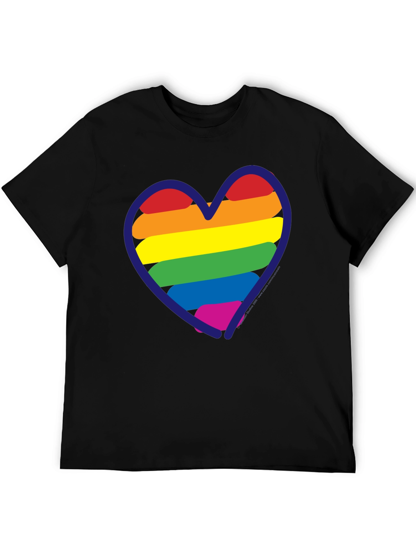 Black LGBT Rainbow Heart T-Shirt - Black Pride Tee view 5