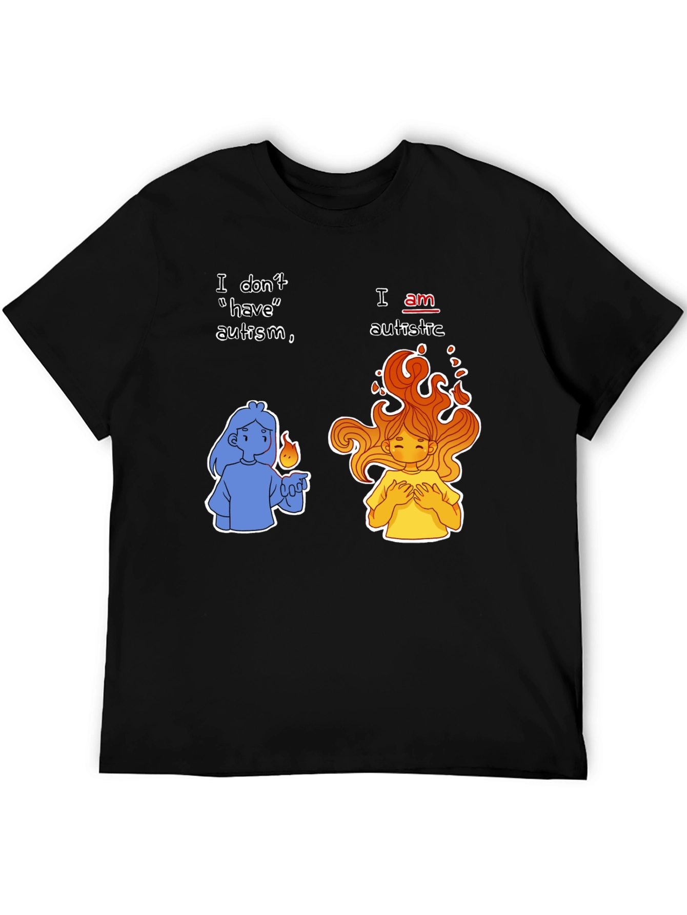 Black Autistic Pride T-Shirt - I Am Autistic Tee view 5