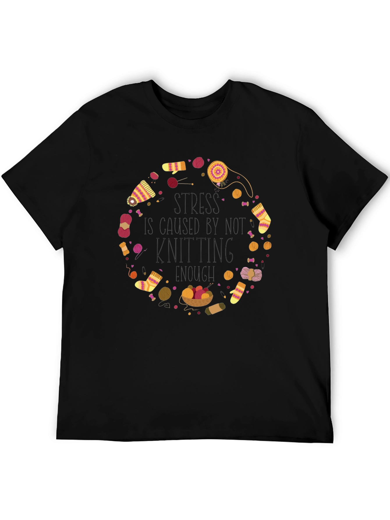 Black Knitting Circle Graphic Tee - Cozy Crafting Shirt view 5