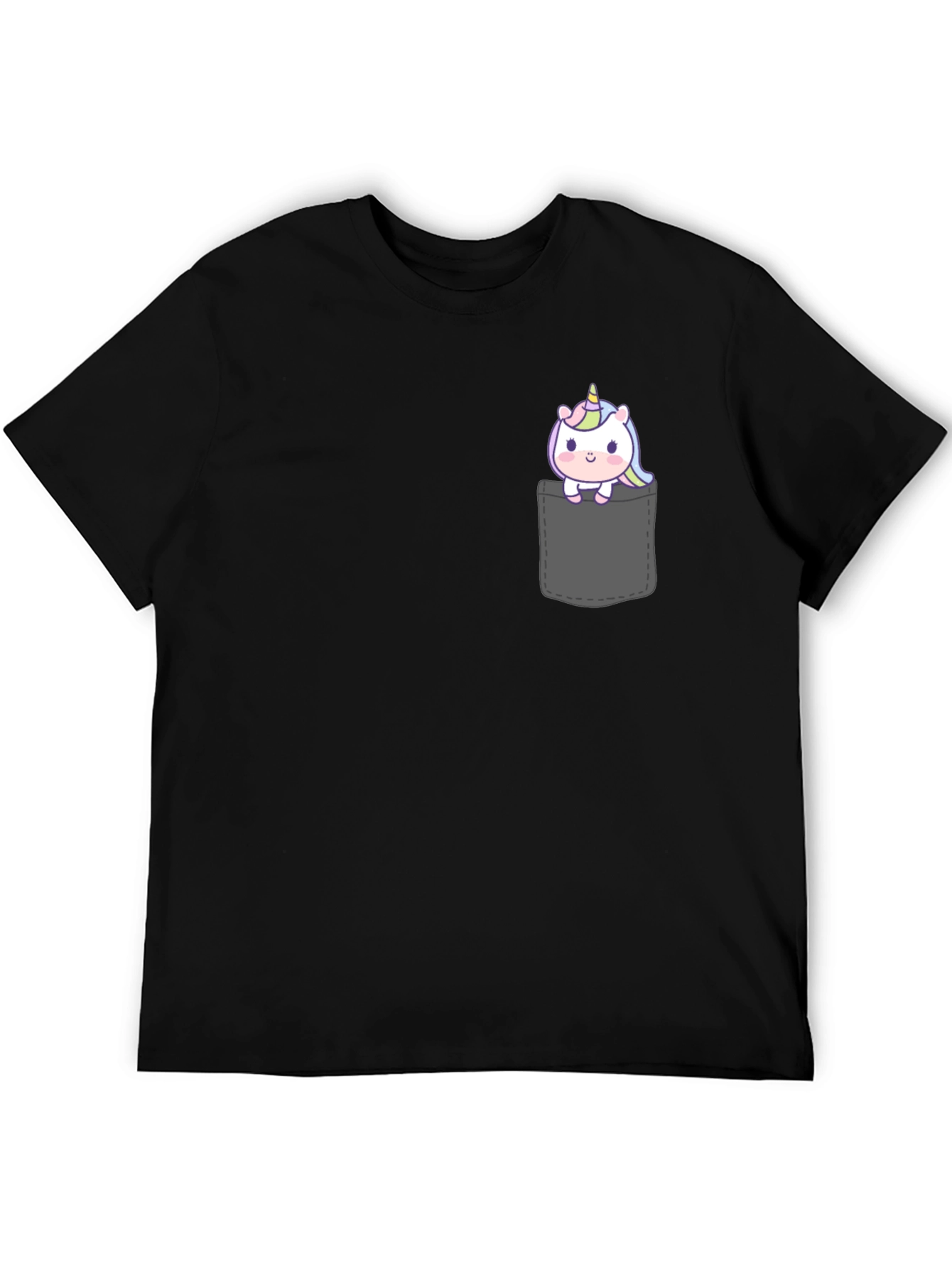 Black Unicorn Pocket T-Shirt - Cute Graphic Tee view 5