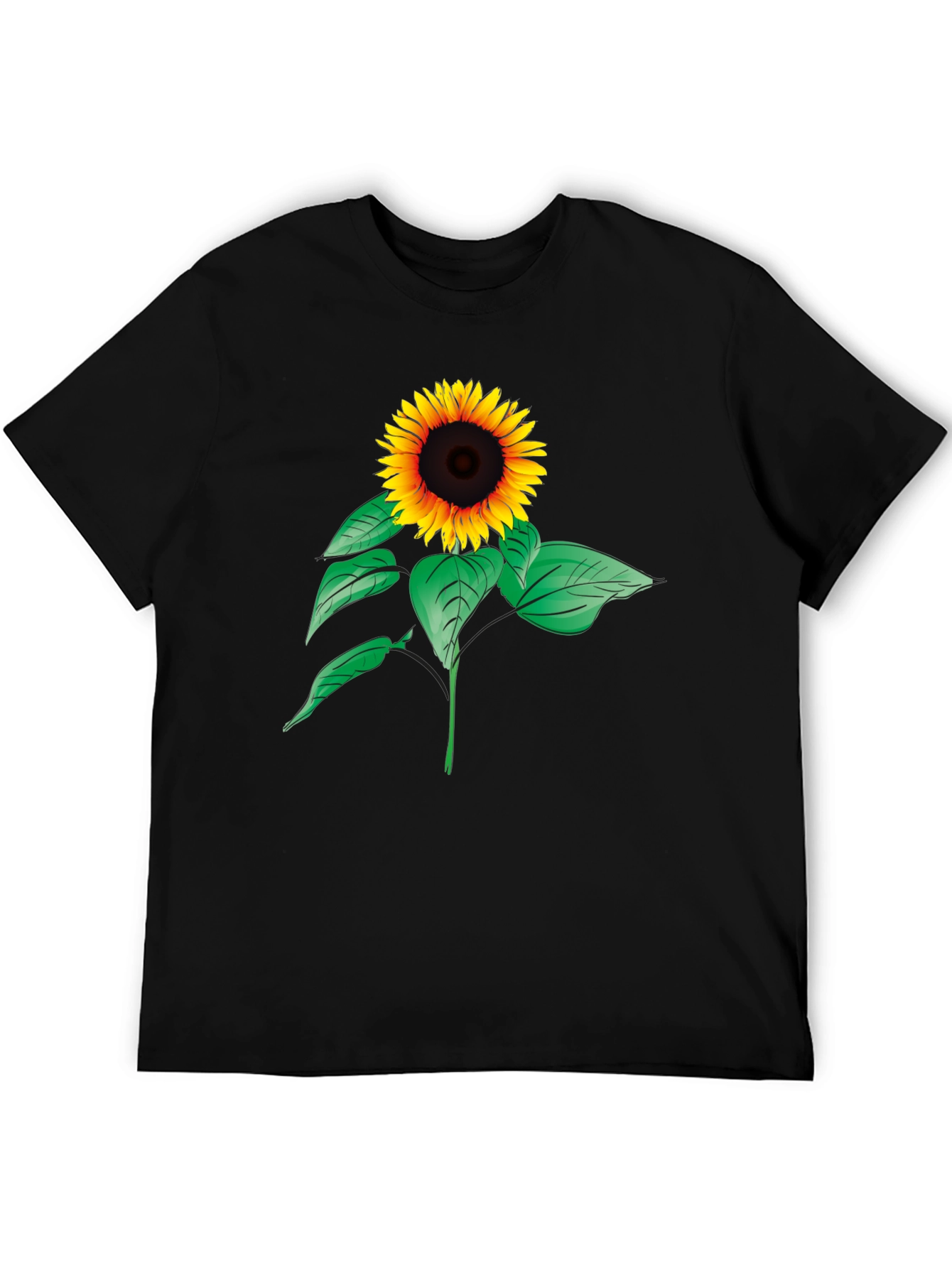 Black Sunflower Graphic Tee - Black Cotton Comfort view 5