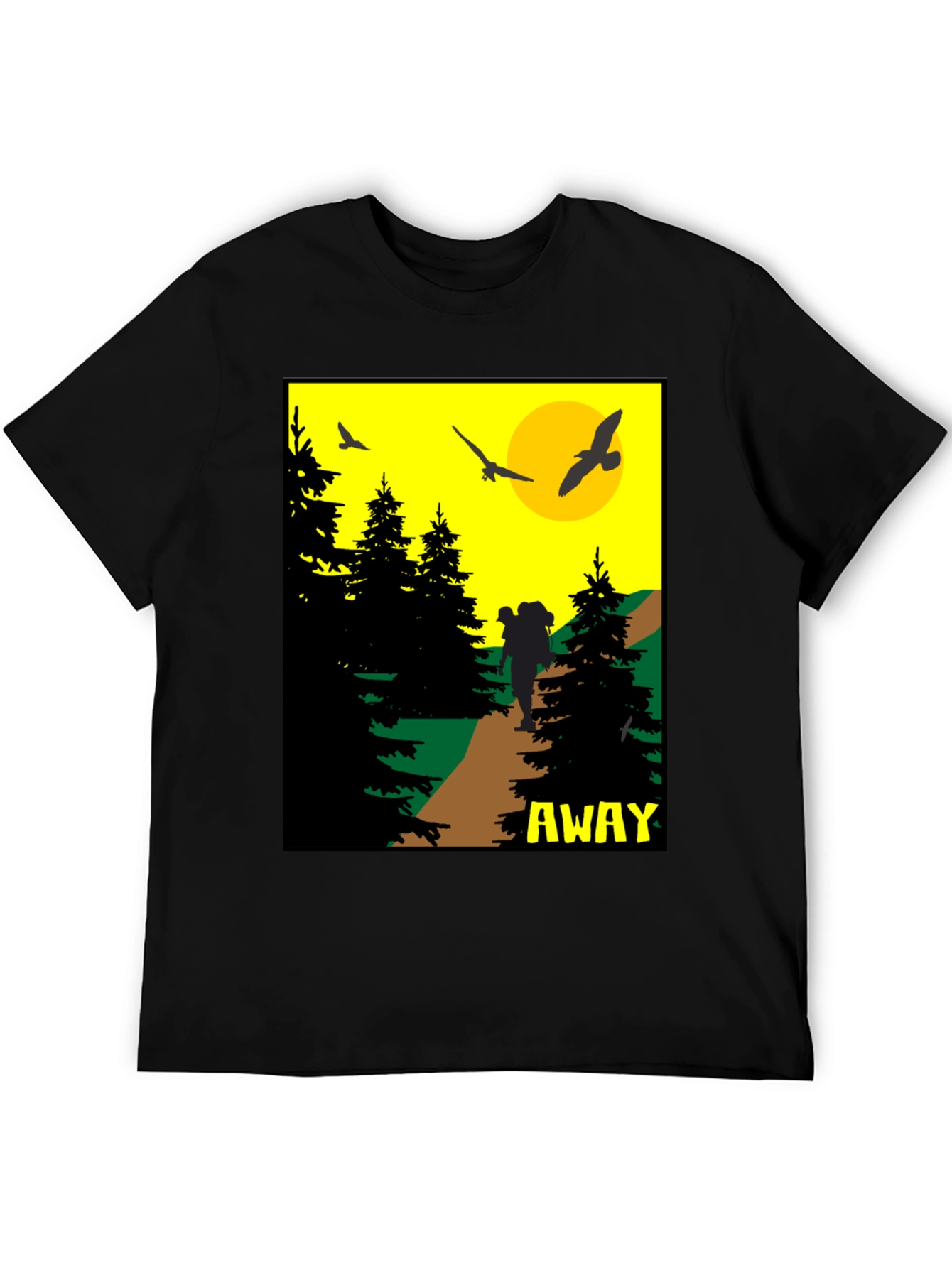 Black Adventure Awaits Graphic Tee - Hiker Design view 5