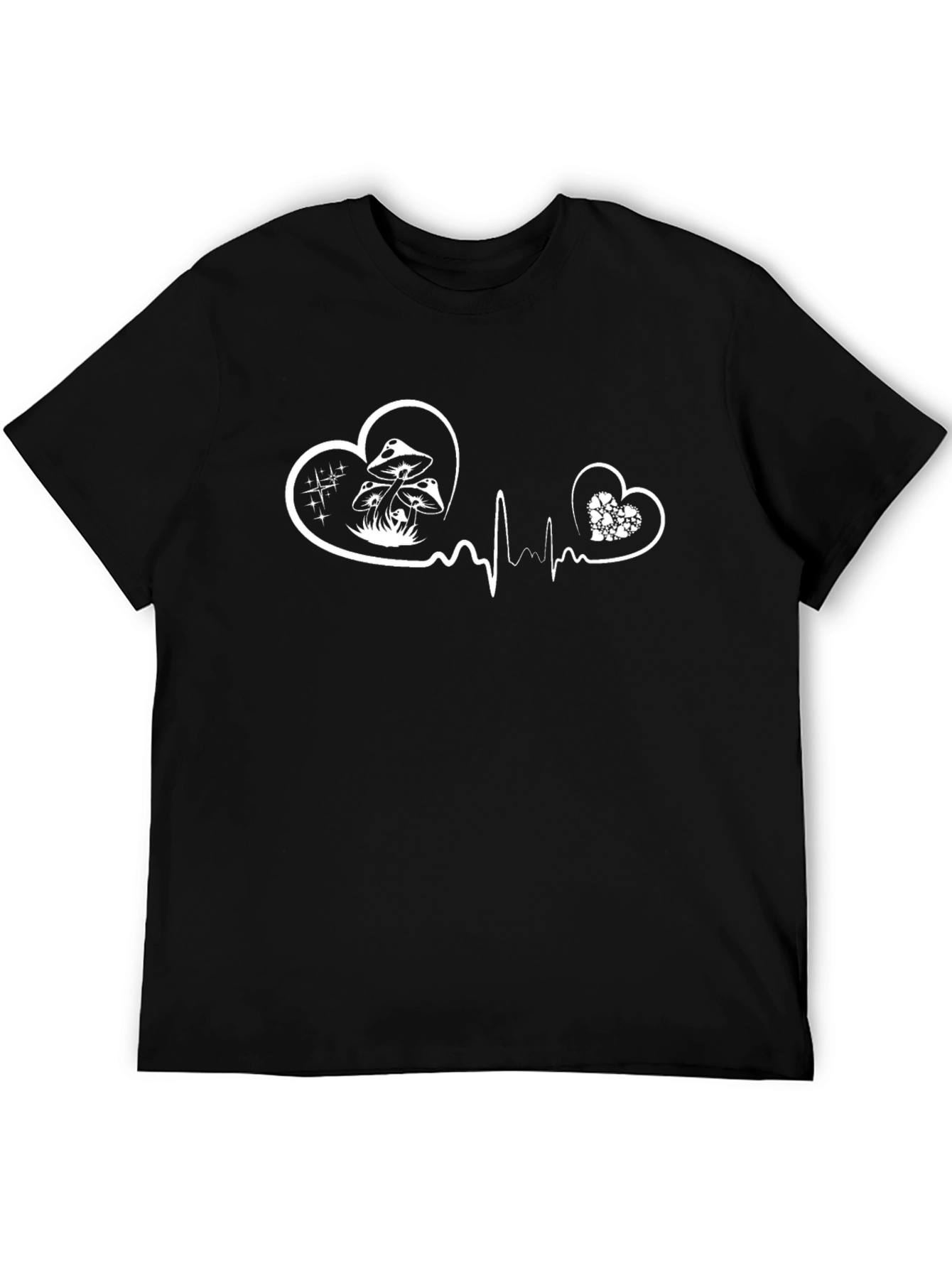 Black Heartbeat Mushroom Graphic Tee - Black view 5