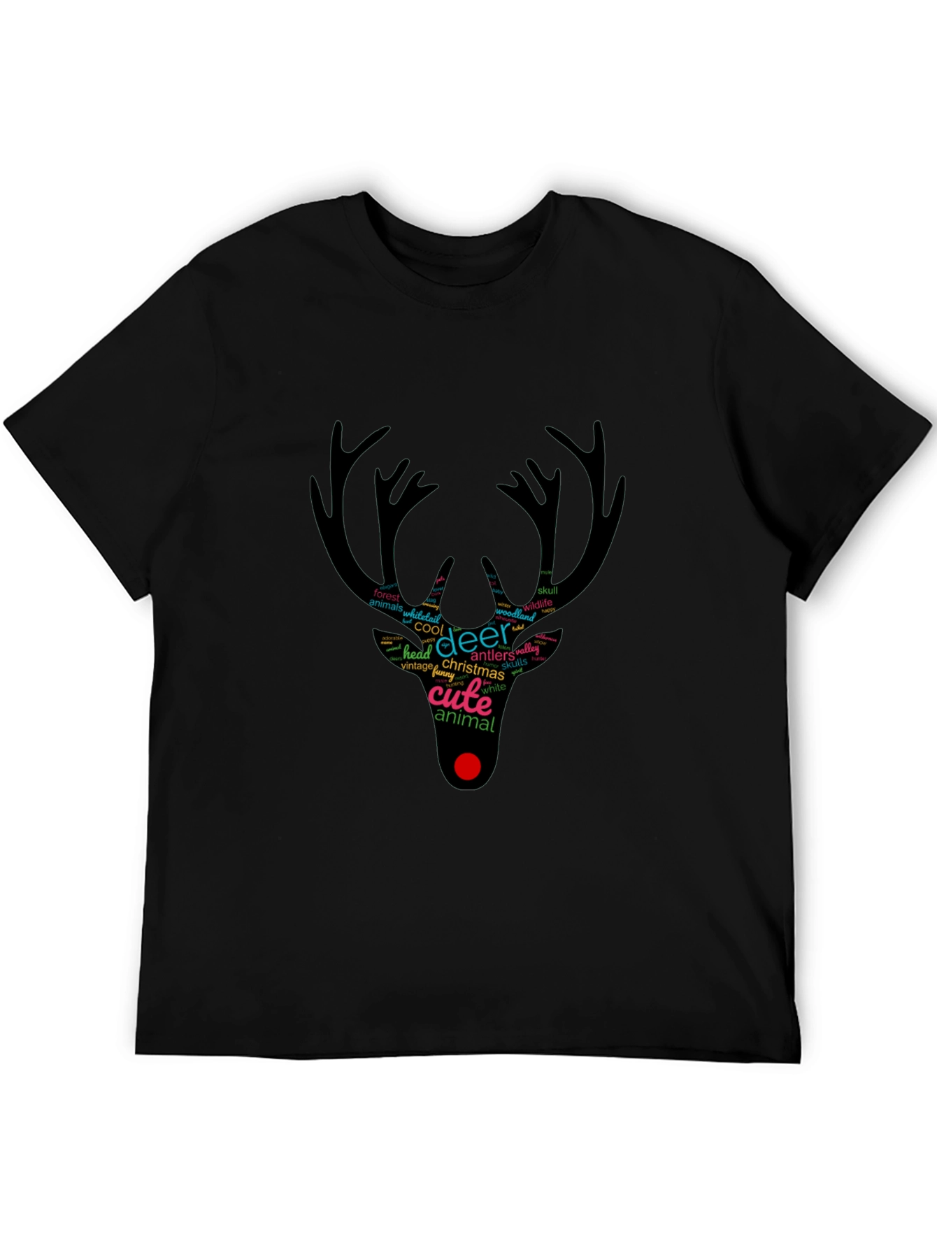 Black Festive Deer Graphic Tee - Holiday Style view 5