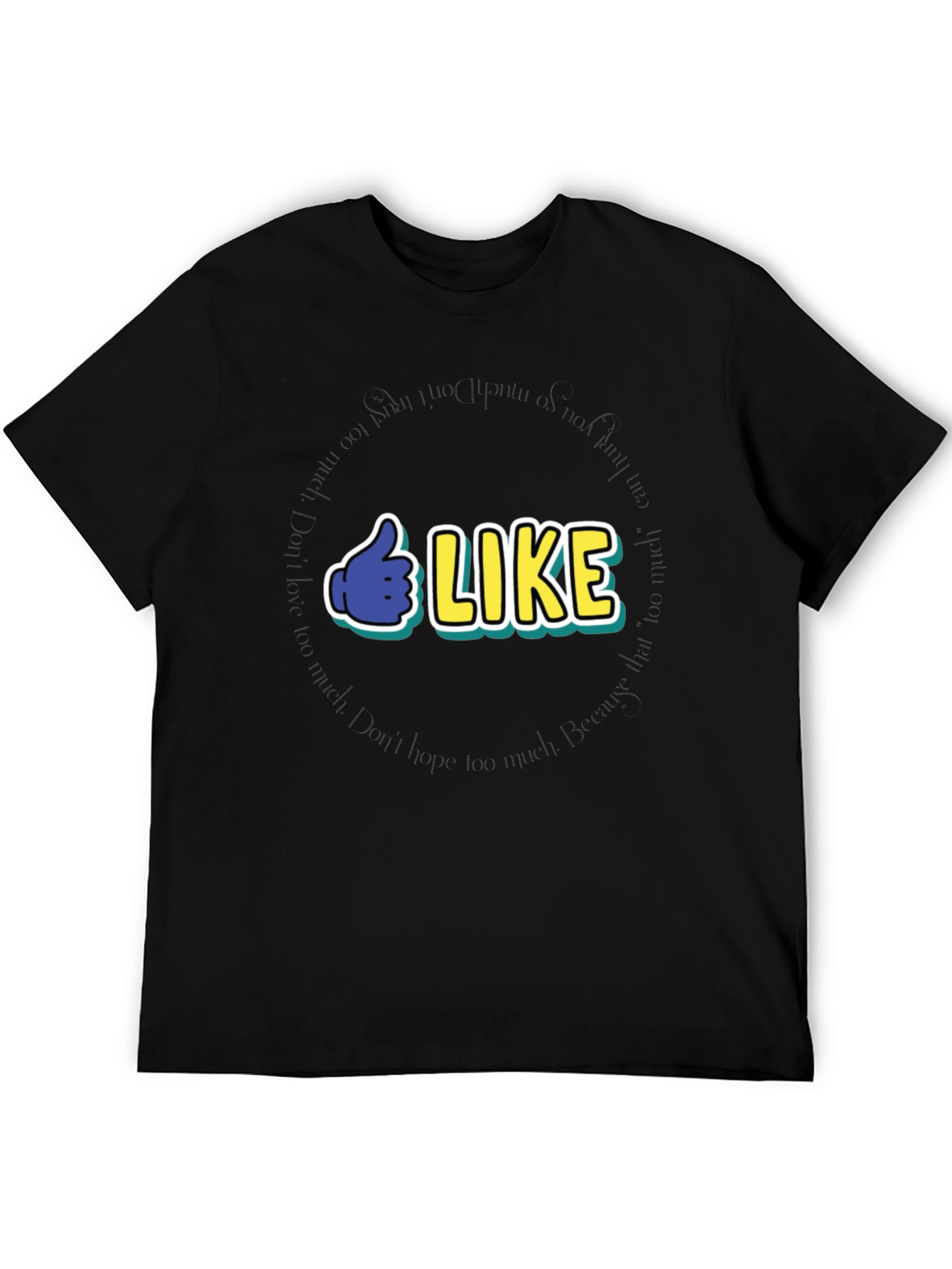Black Funny Thumbs Up LIKE T-Shirt view 5
