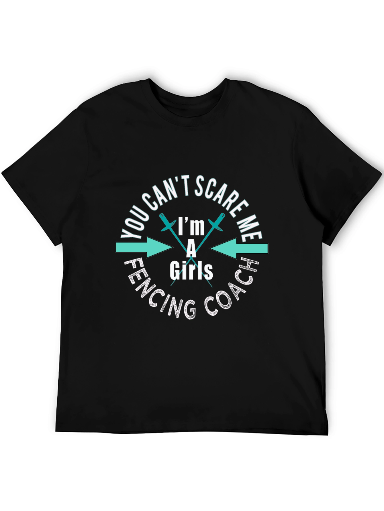 Black Funny Fencing Coach Girls T-Shirt view 5