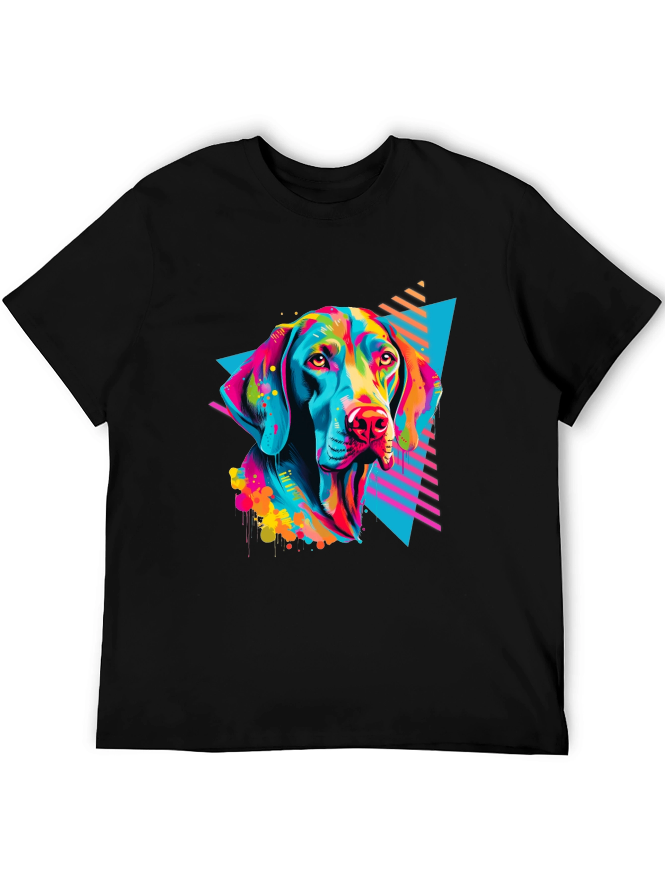 Black Vibrant Dog Graphic T-Shirt - Bold 80s Style view 5