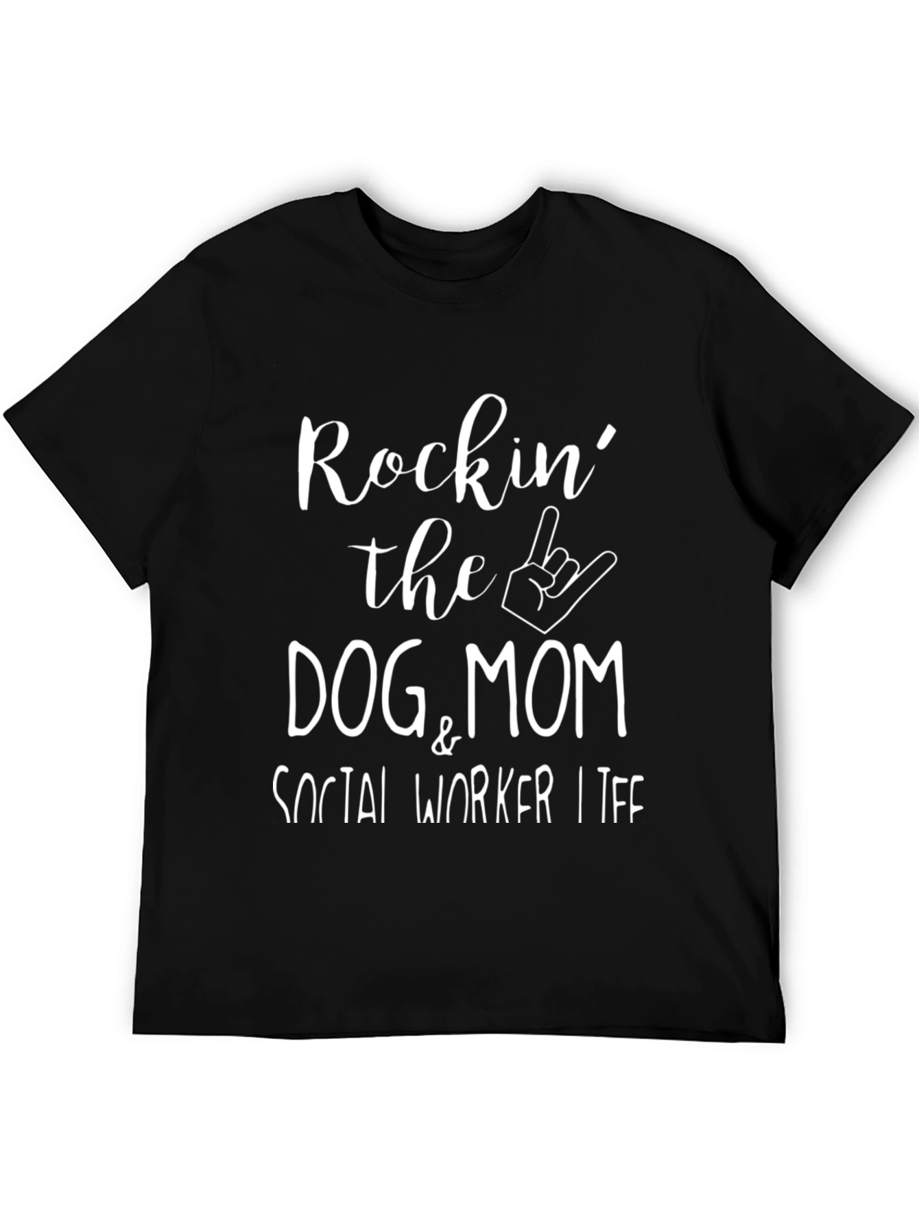 Black Rockin' Dog Mom Social Worker T-Shirt view 5