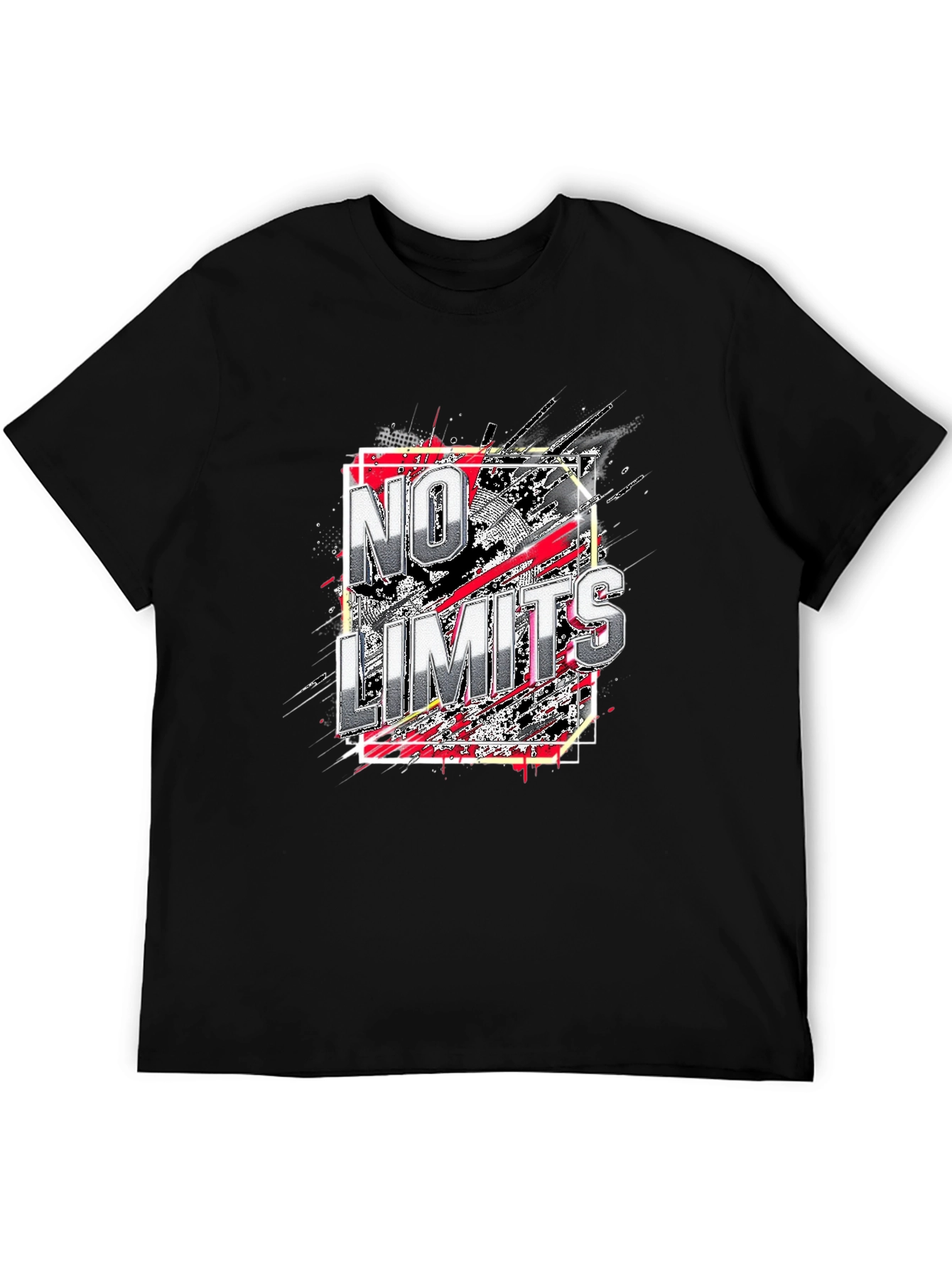 Black No Limits Graphic Print Crew Neck T-Shirt view 5