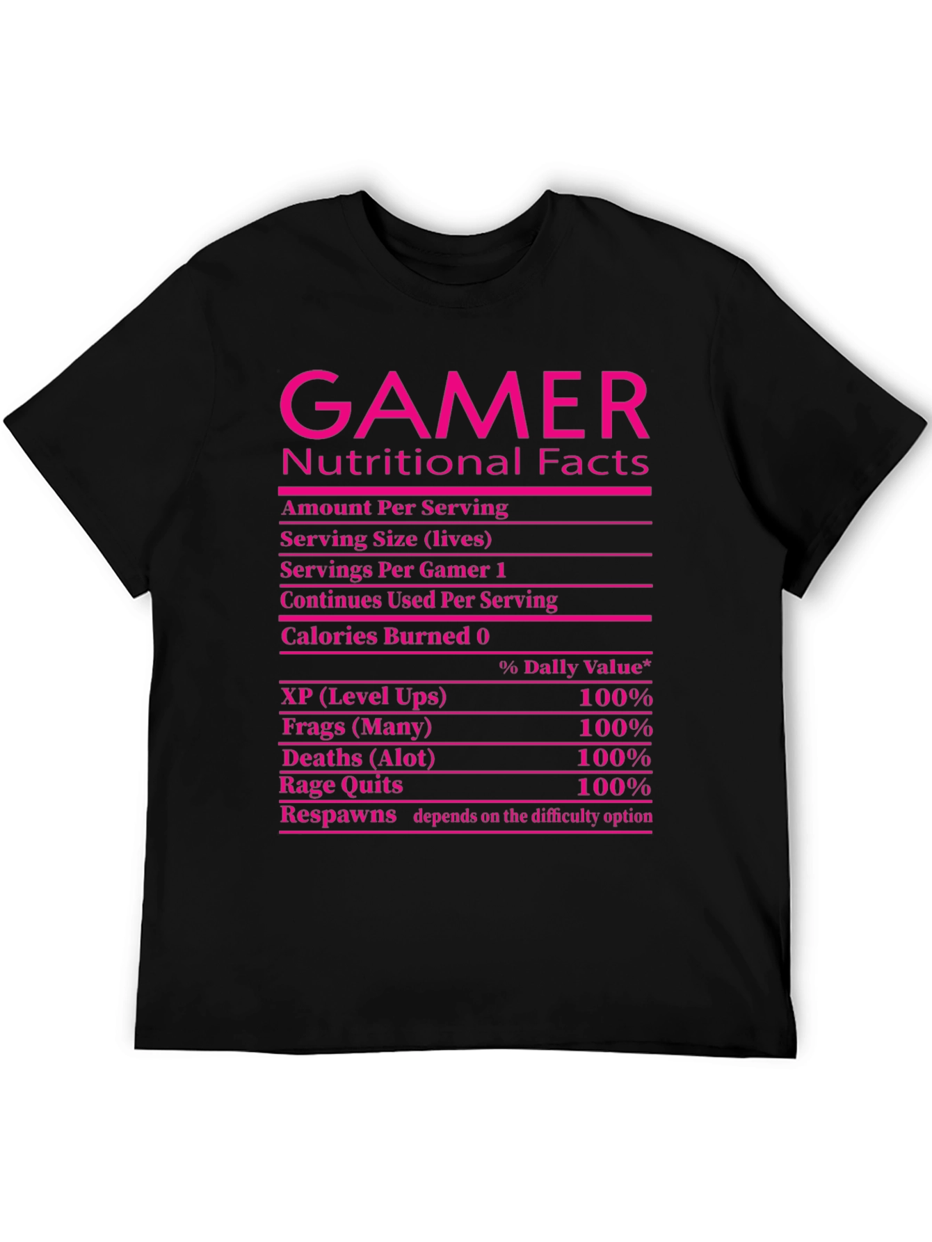 Black Gamer Nutritional Facts Black T-Shirt Funny Gift view 5