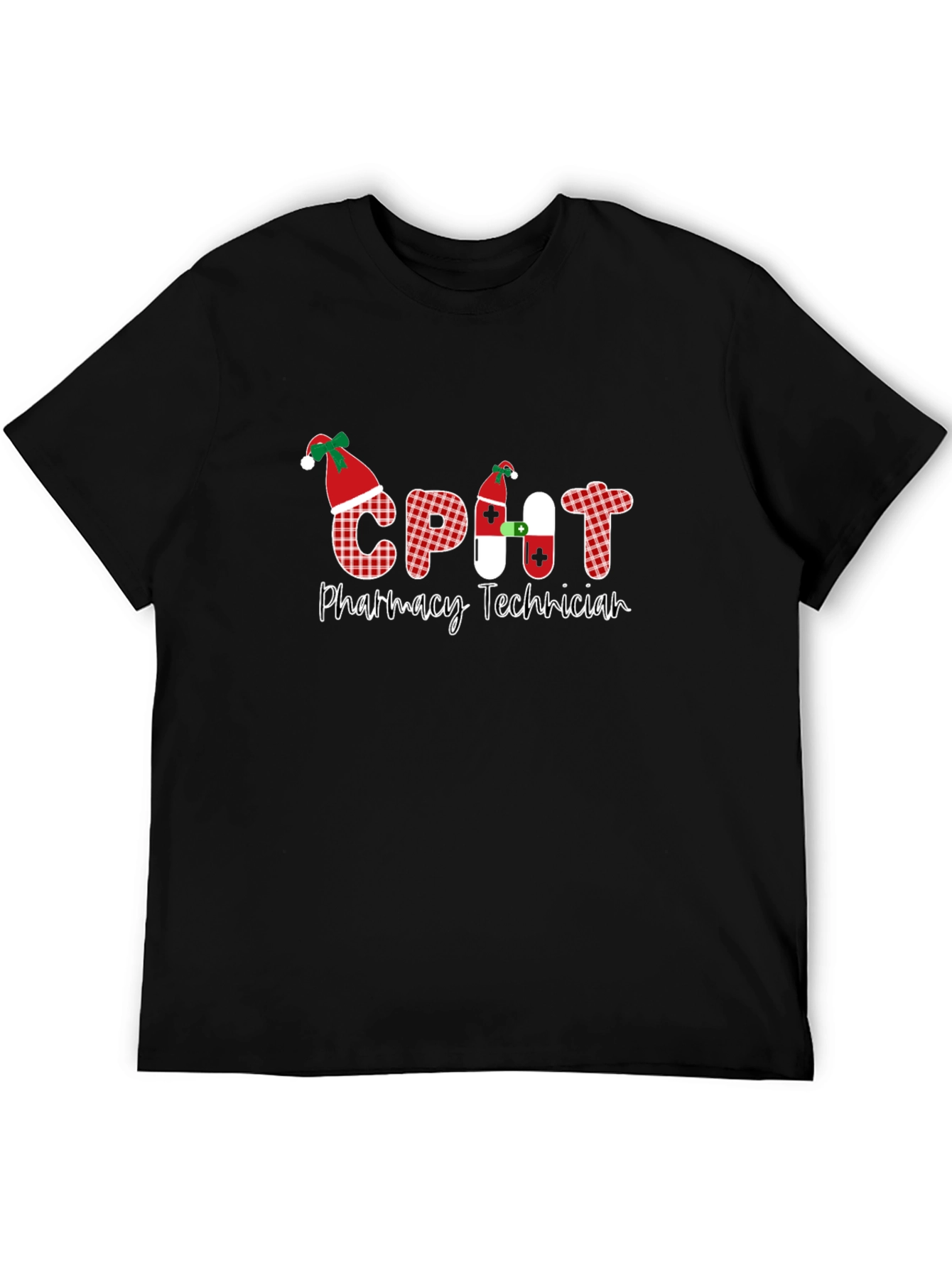 CPHT Christmas Pharmacy Technician Black T-Shirt - 5