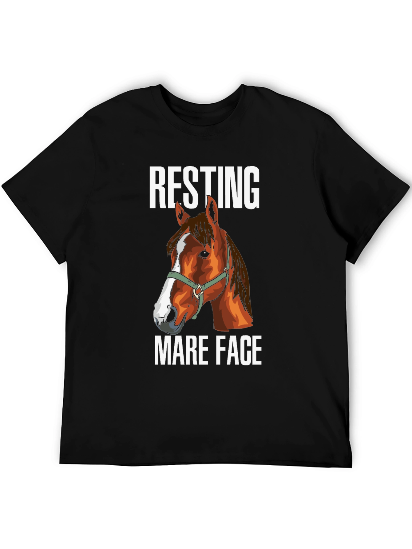 Black Resting Mare Face T-Shirt - Horse Lover Tee view 5