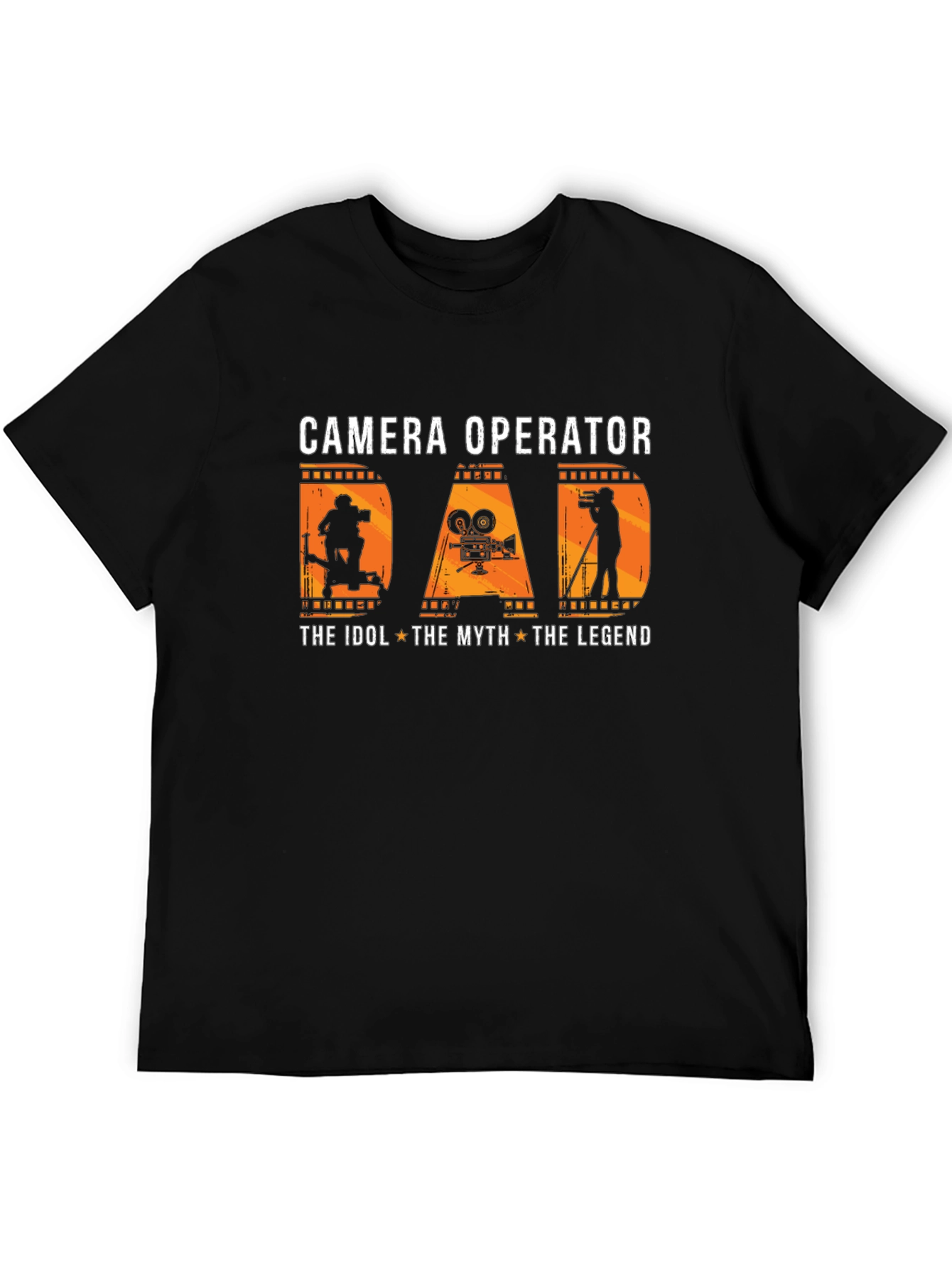 Black Camera Operator Dad T-Shirt view 5