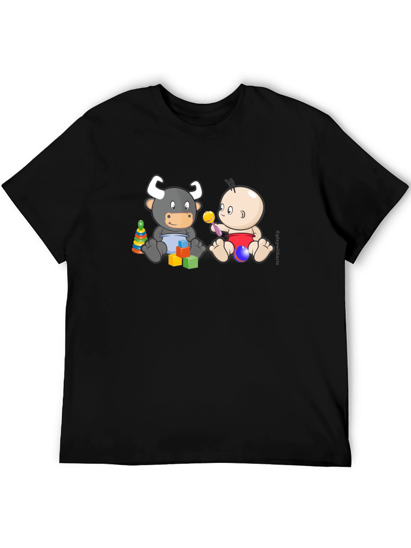 Black Baby & Bull Graphic T-Shirt view 5