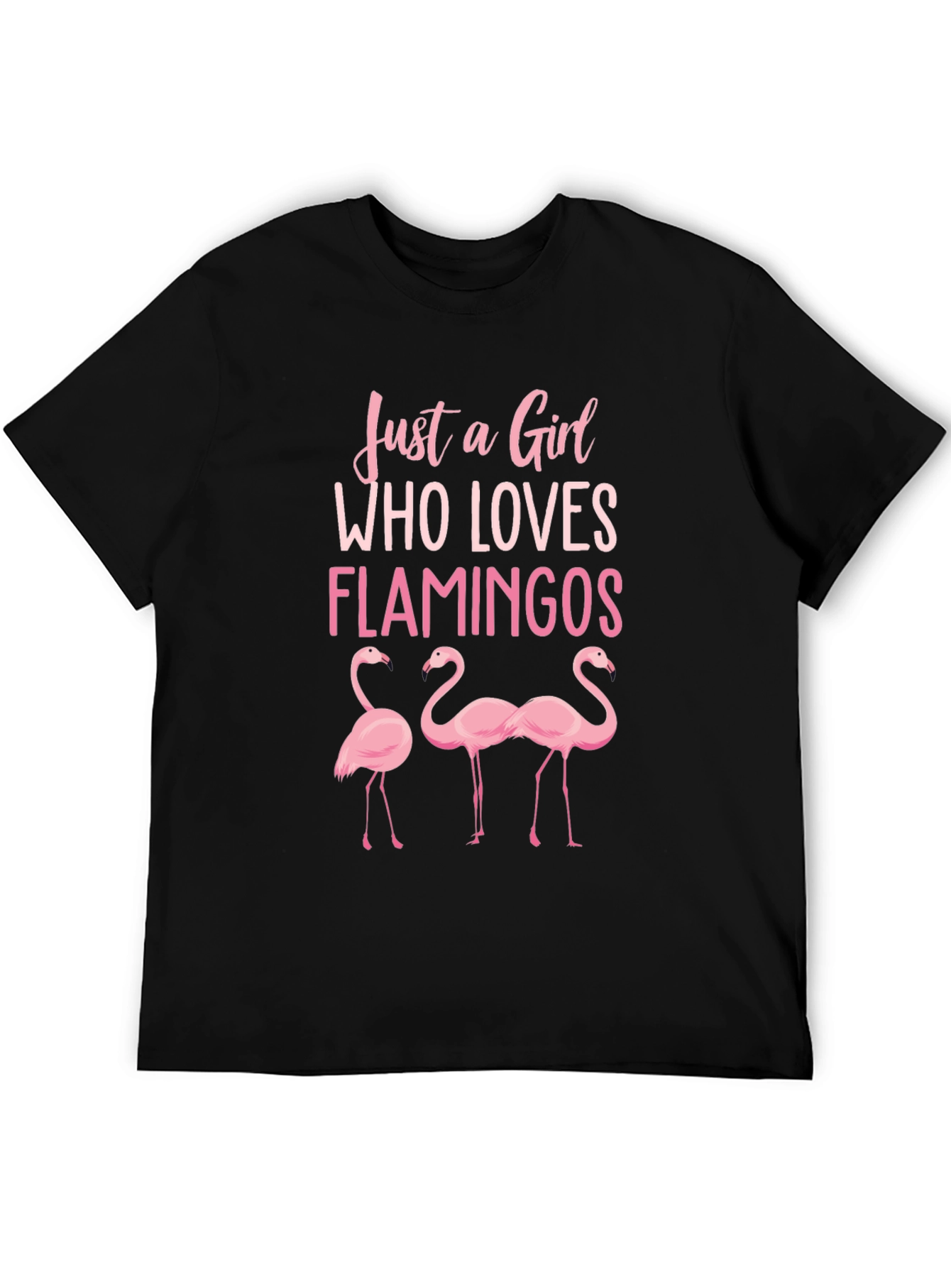 Black Flamingo Lover T-Shirt - Just a Girl Who Loves Flamingos view 5
