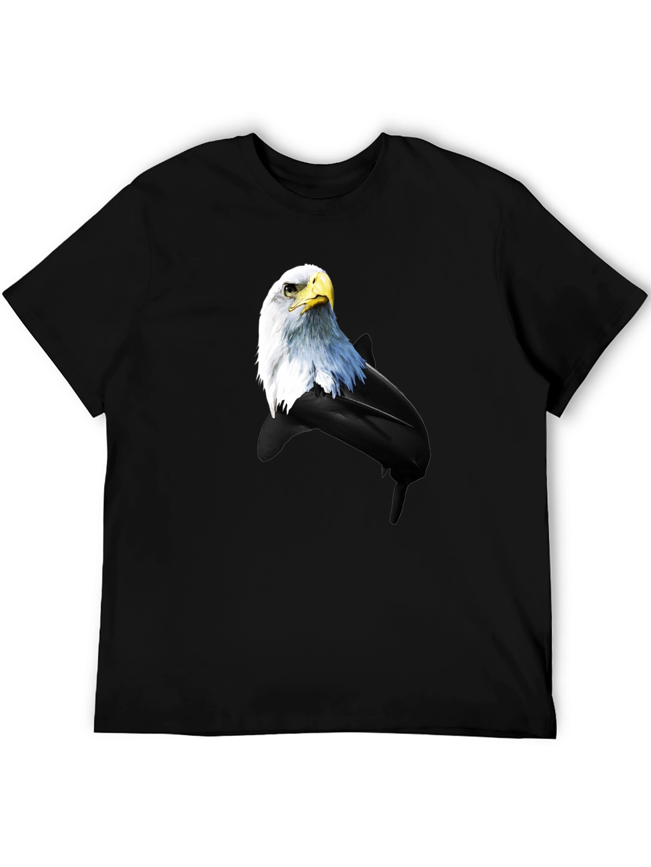Black Eagle and Dolphin Graphic Tee - Black Cotton Blend view 5