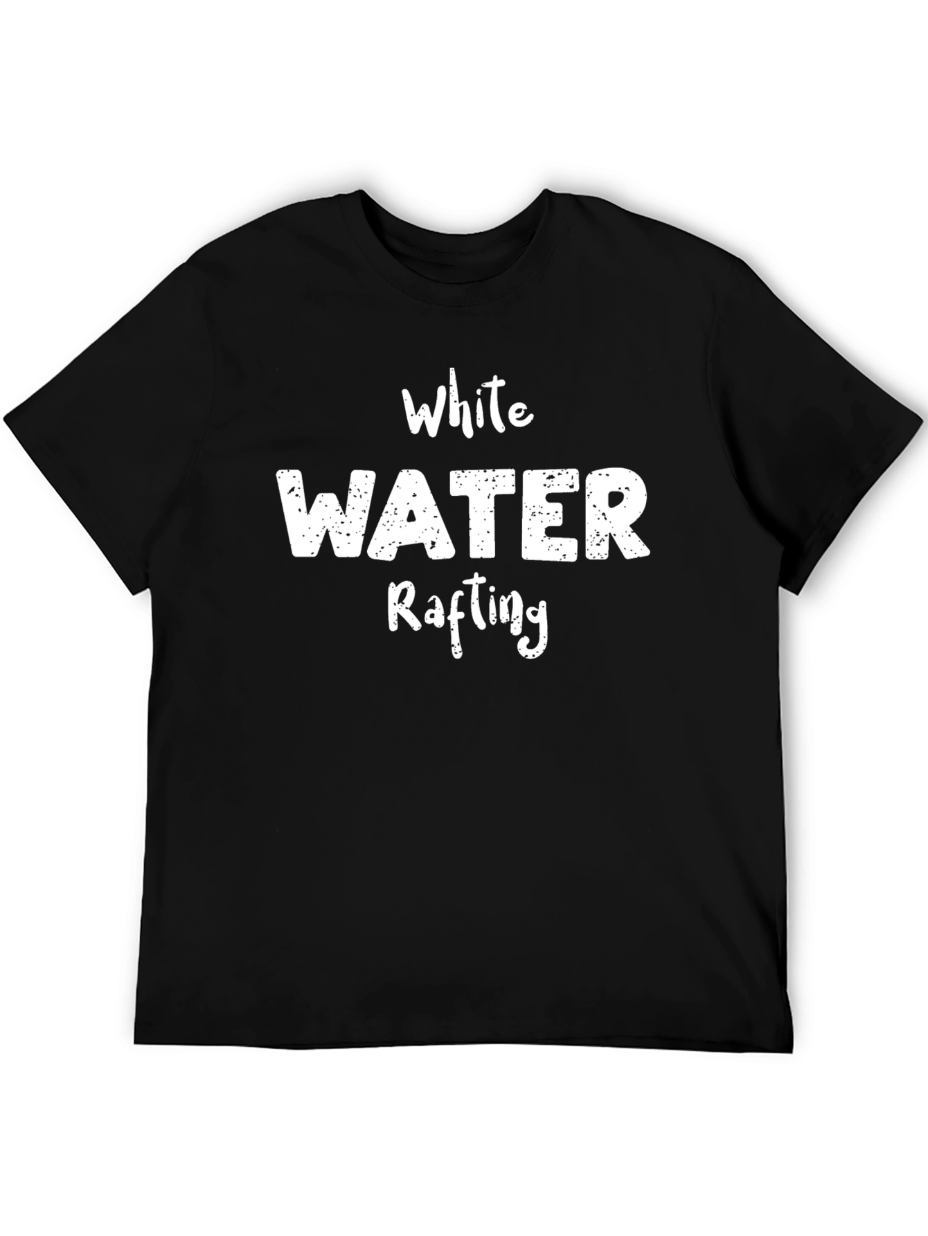 Black White Water Rafting Graphic T-Shirt - Black view 5