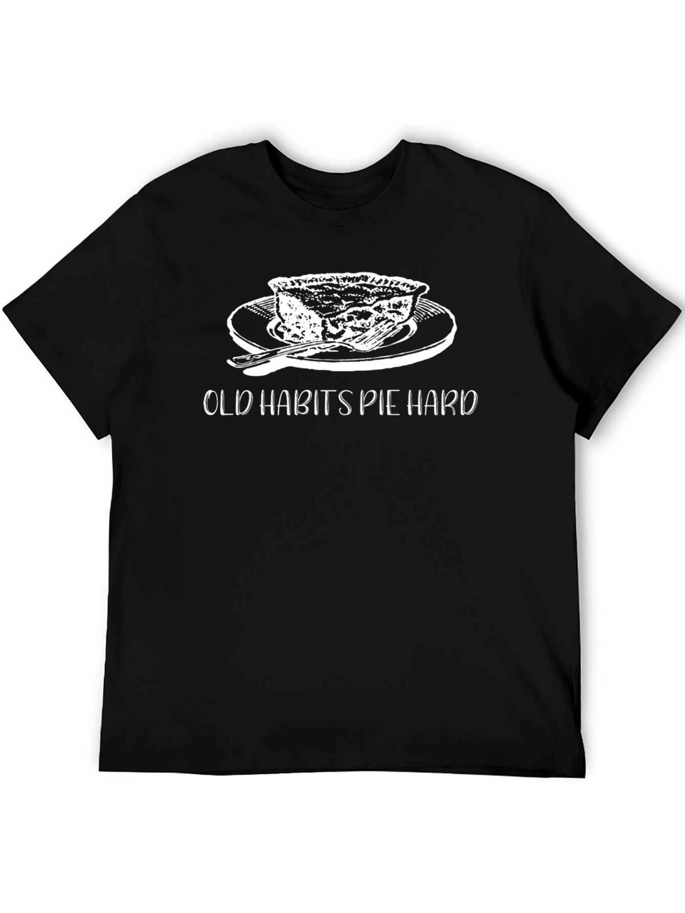 Black Old Habits Pie Hard T-Shirt - Funny Food Pun Tee view 5