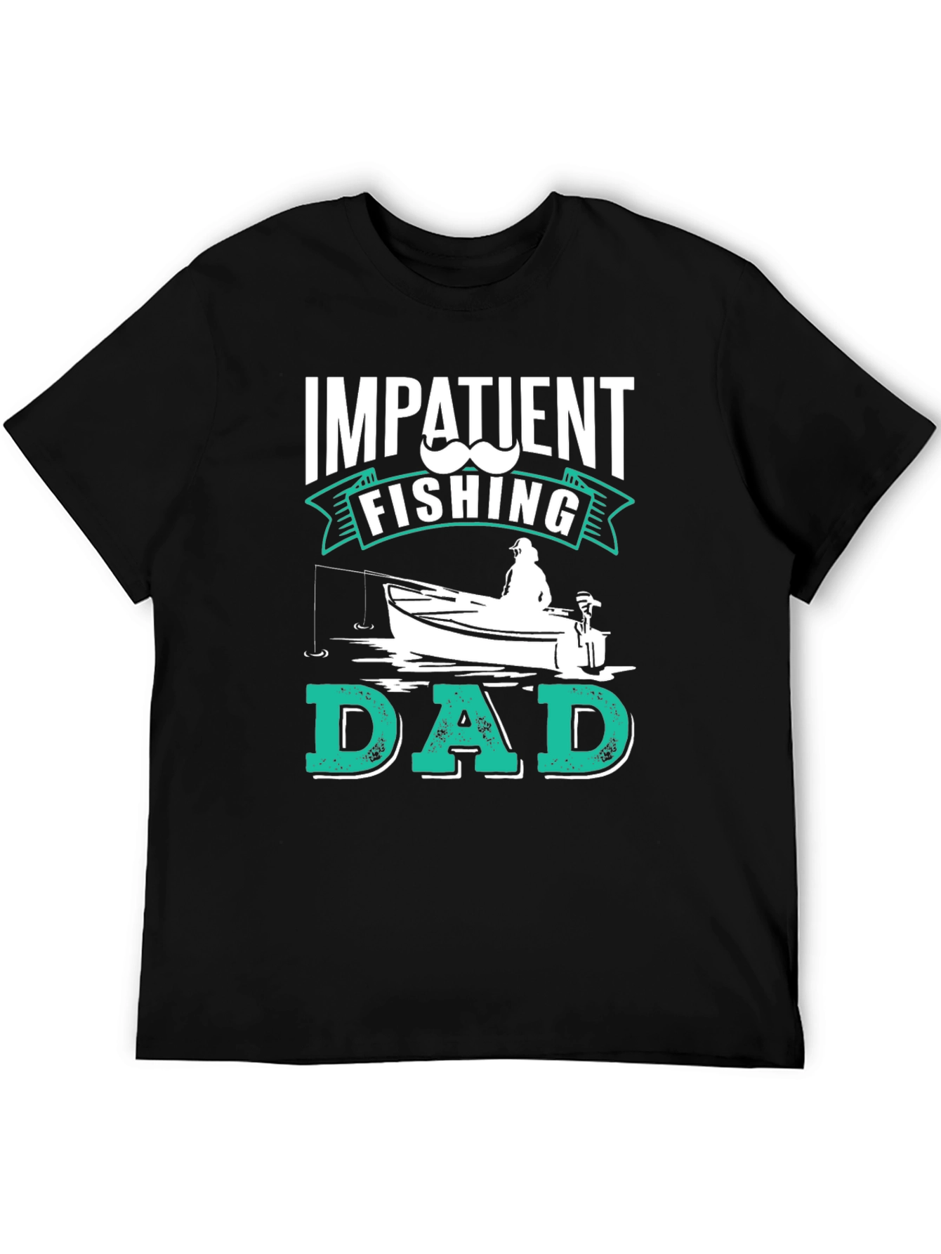 Black Impatient Fishing Dad Black Graphic Tee view 5