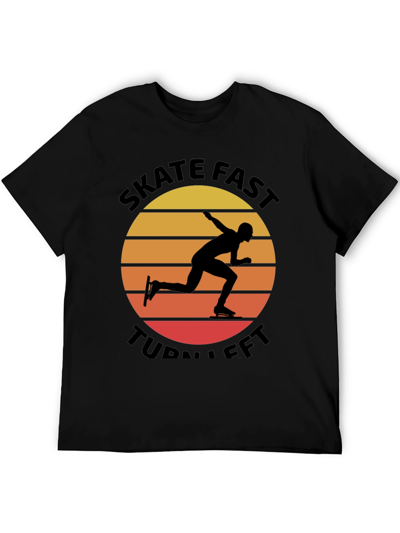 Black Skate Fast Turn Left Black T-Shirt view 5