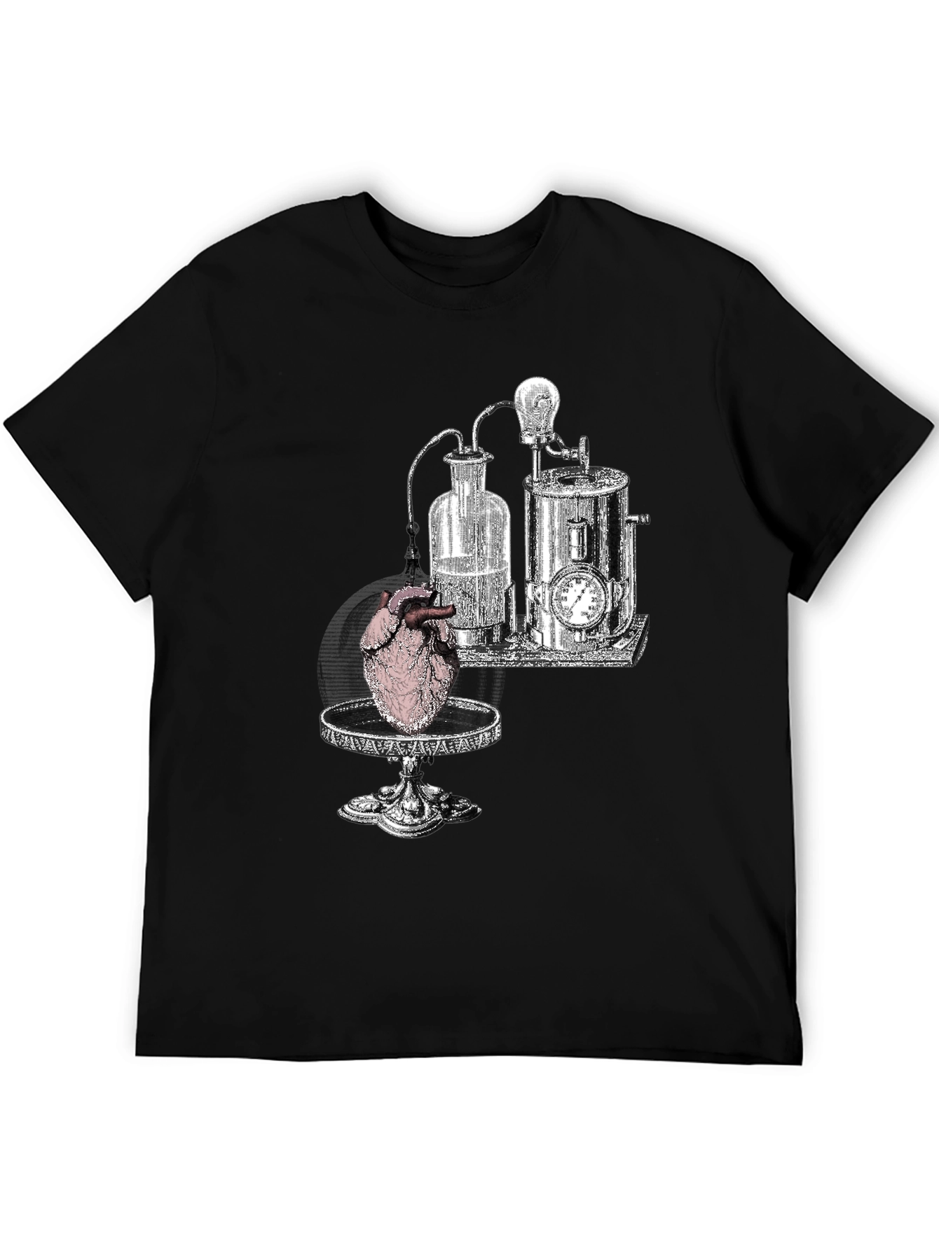 Black Steampunk Heart T-Shirt - Black Graphic Tee view 5