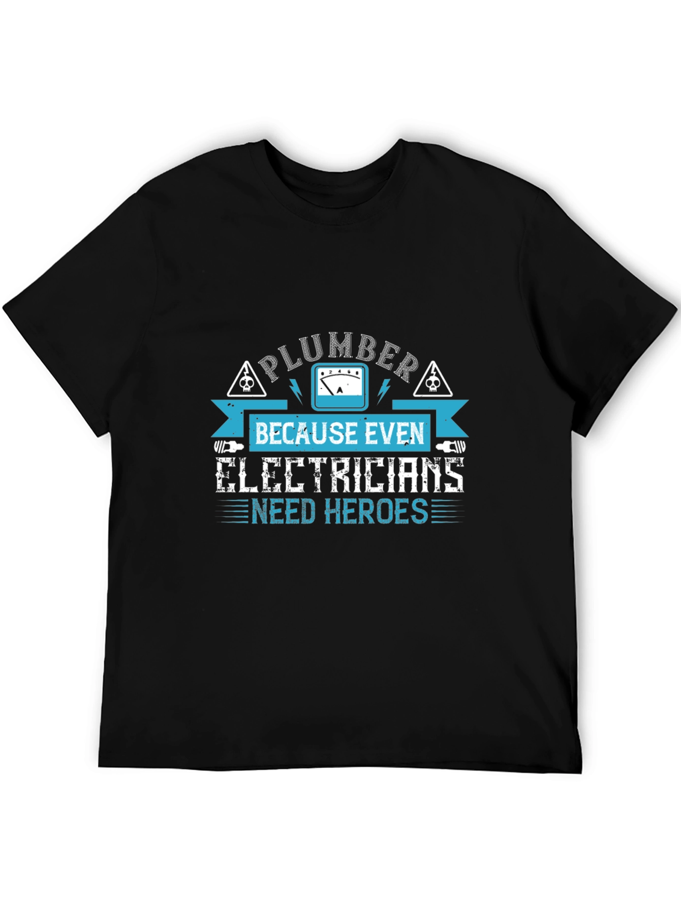 Black Plumber Hero T-Shirt - Funny Electrician Gift view 5