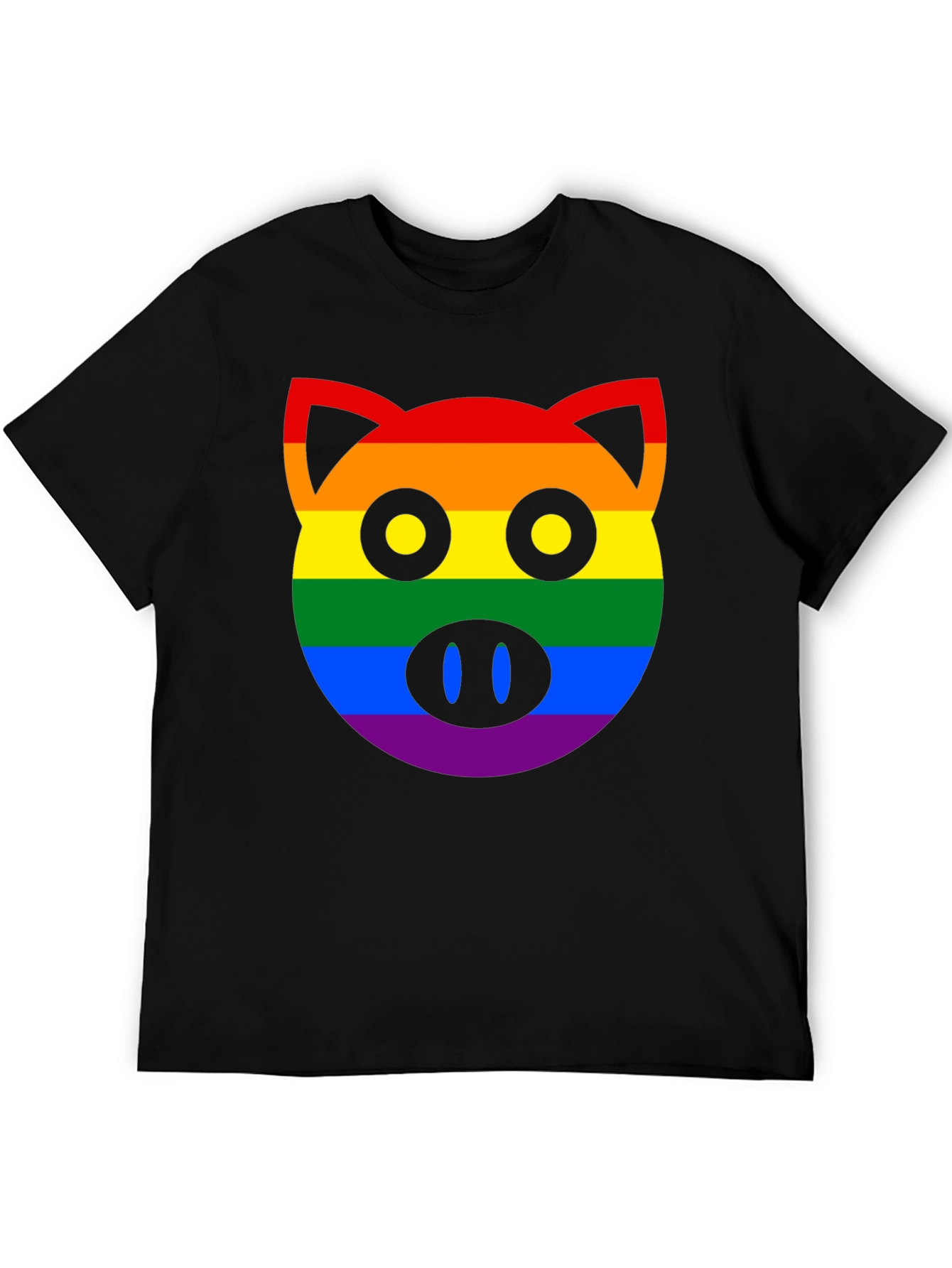 Black Pride Pig Graphic T-Shirt - LGBTQ+ Rainbow Design view 5